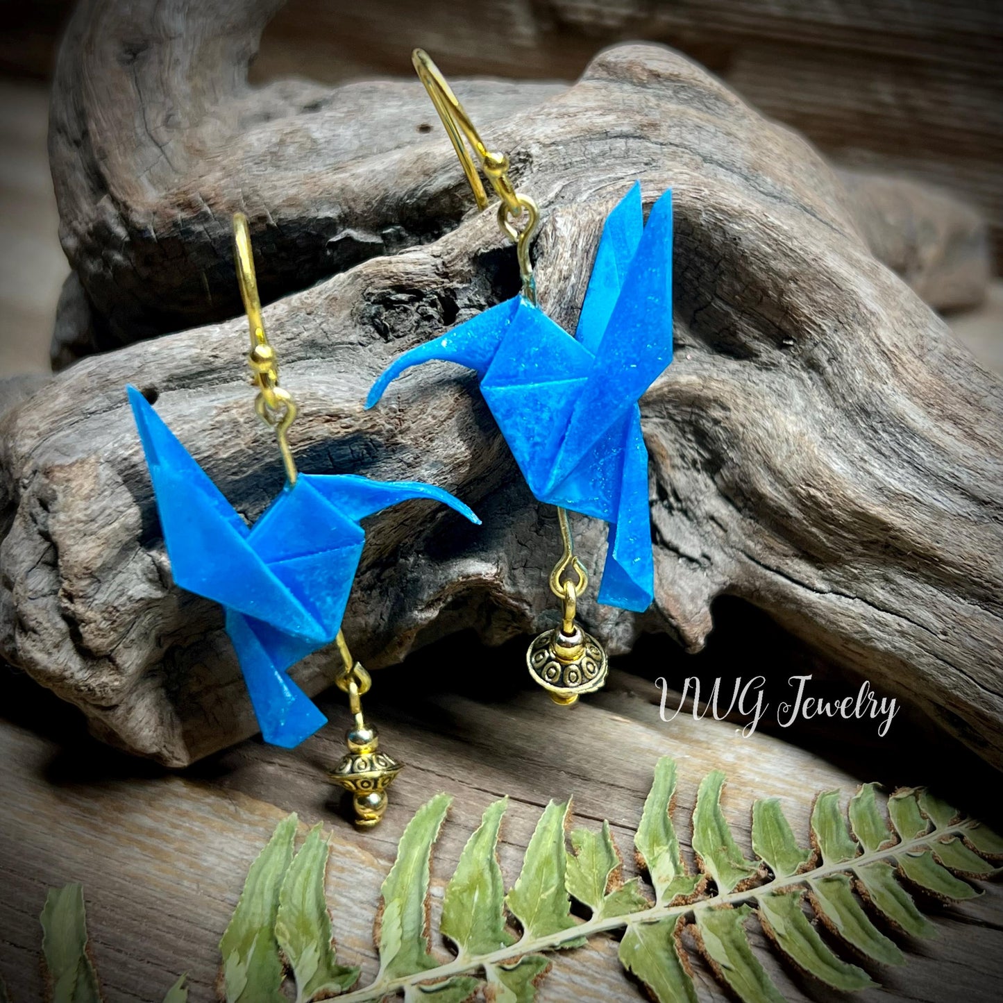 Origami Hummingbird Earrings Handmade Japanese Lightweight Nature Bird Jewelry