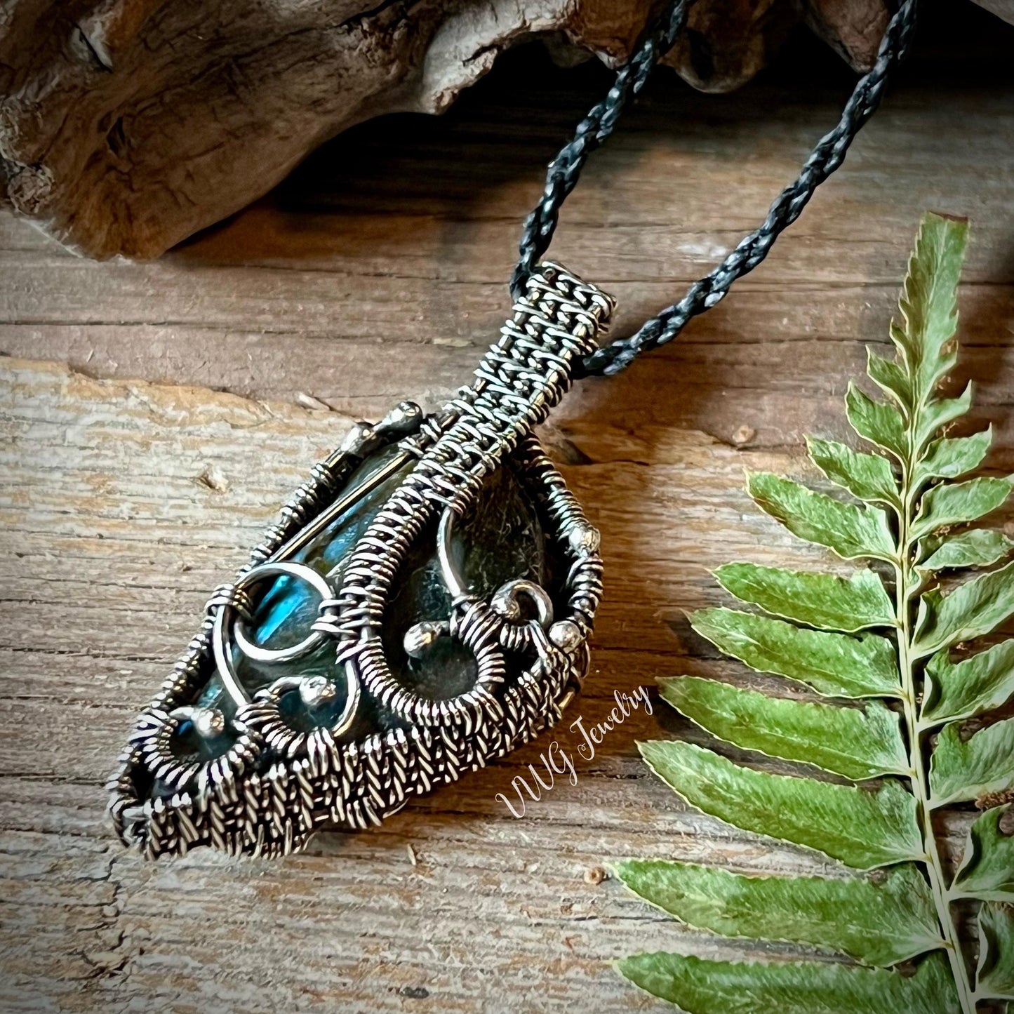 Labradorite Sterling Silver Wire Wrapped Pendant | Handmade Blue Flash Crystal Necklace | Artisan Gemstone Jewelry