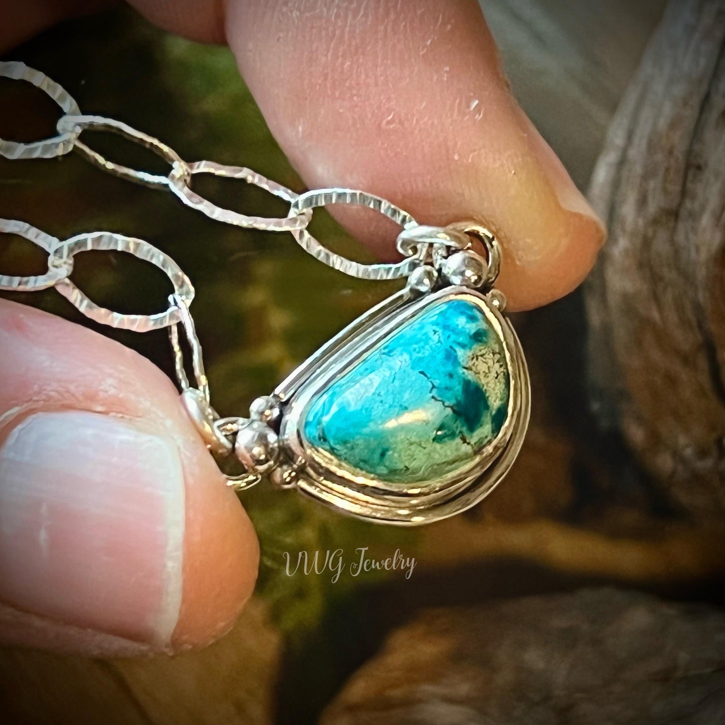 Turquoise Sm Sterling Silver Necklace Handmade 925 Blue Gemstone Pendant