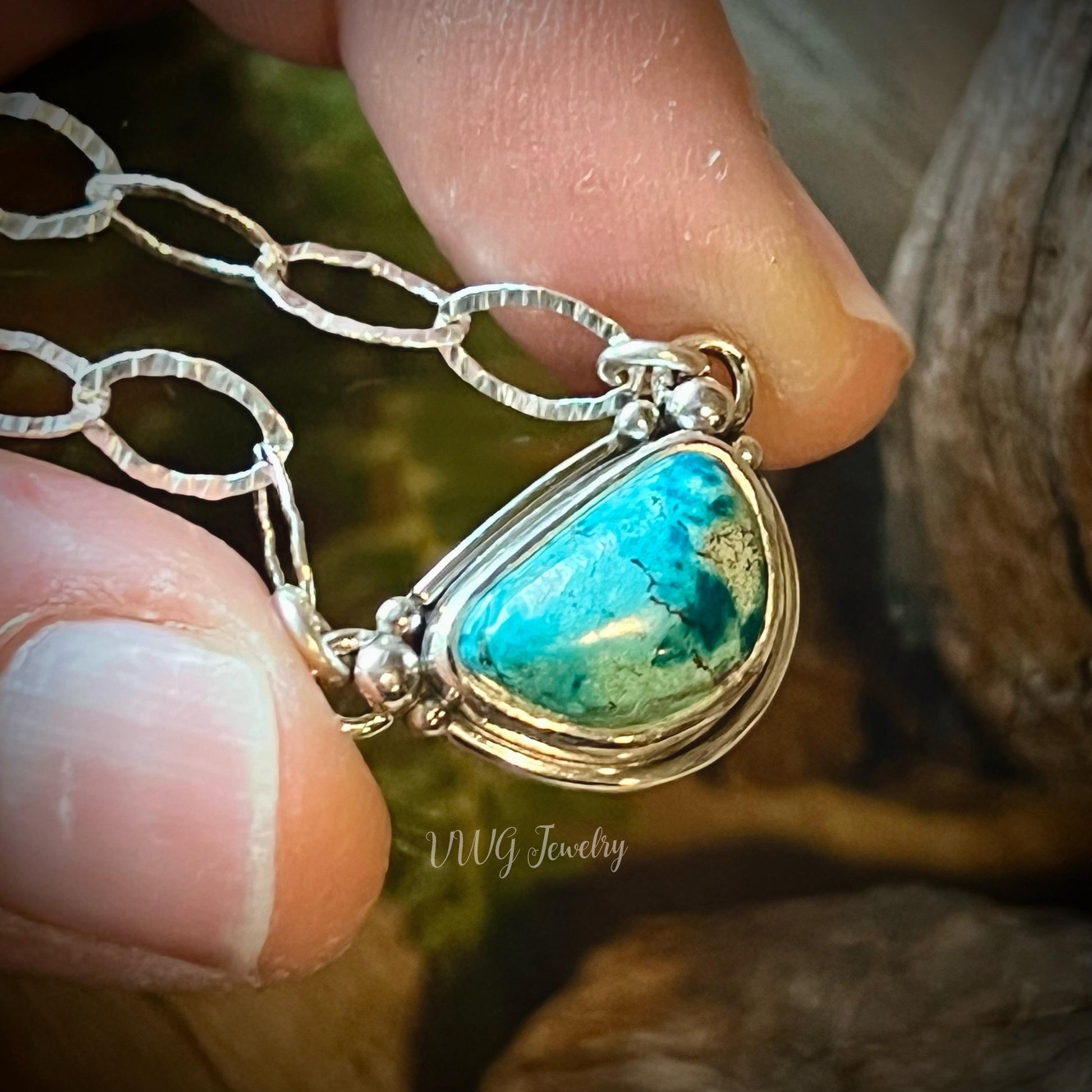 Turquoise Sm Sterling Silver Necklace Handmade 925 Blue Gemstone Pendant