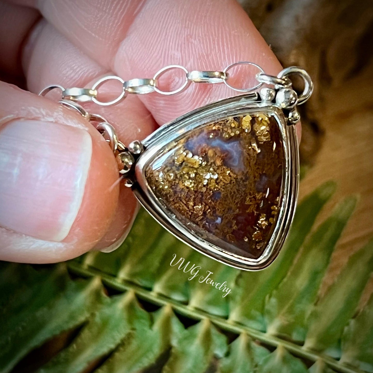 Moss Agate Sterling Silver 925 Necklace Handmade Gemstone Pendant Forest Inspired Nature Crystal Jewelry