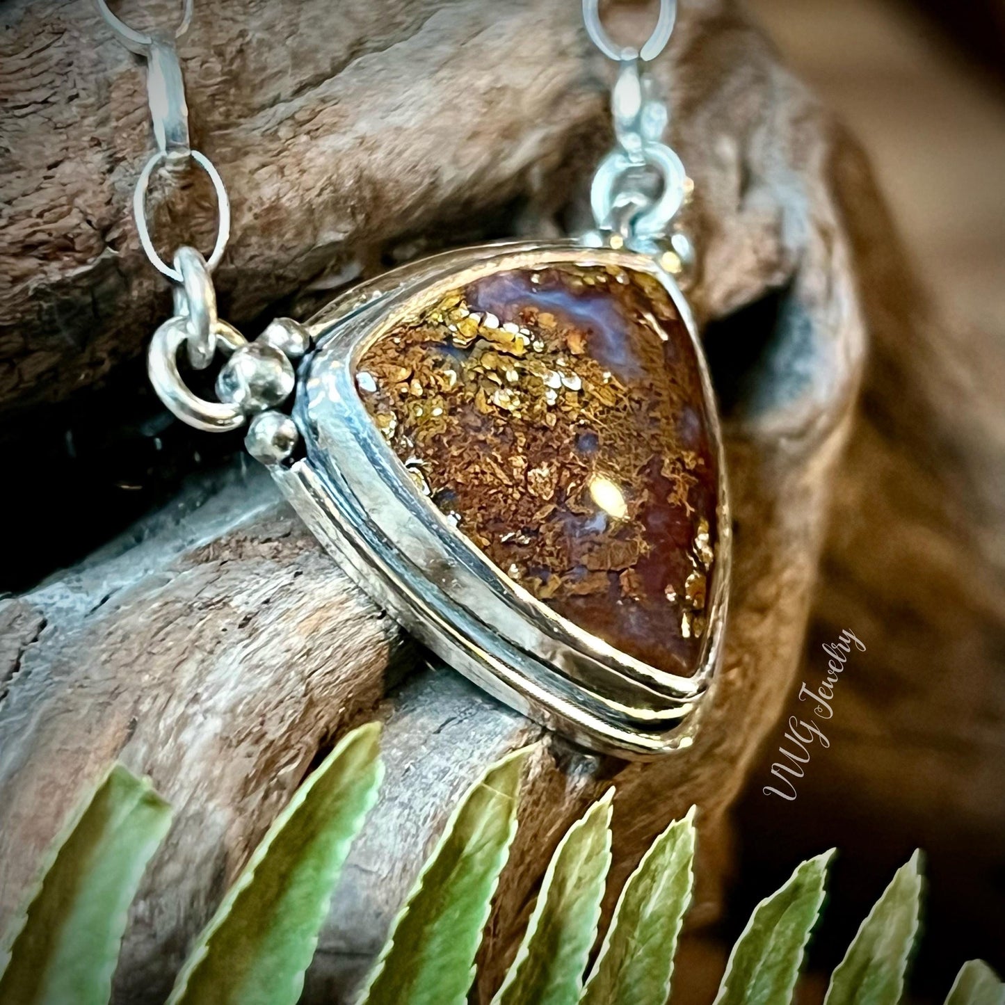Moss Agate Sterling Silver 925 Necklace Handmade Gemstone Pendant Forest Inspired Nature Crystal Jewelry