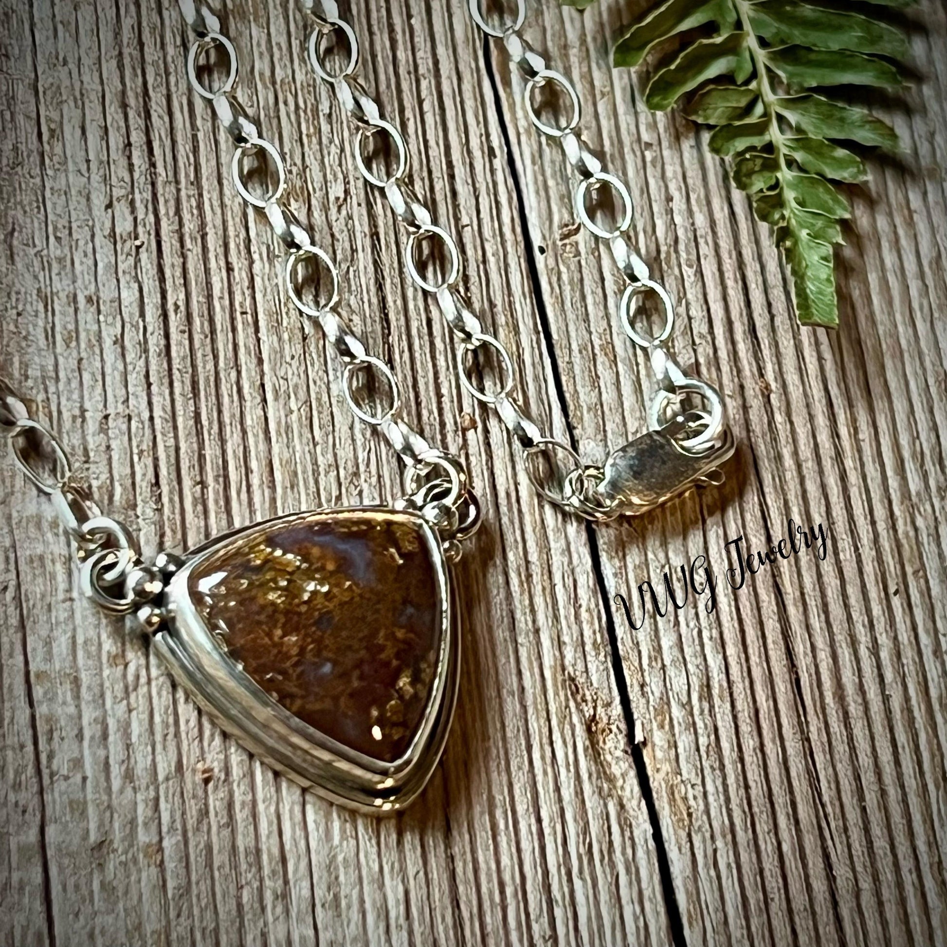 Moss Agate Sterling Silver 925 Necklace Handmade Gemstone Pendant Forest Inspired Nature Crystal Jewelry