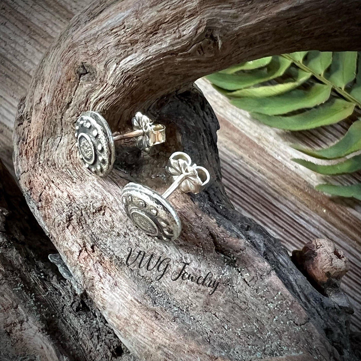 Shield Stud Sterling Silver Earrings Handmade 925 Silver