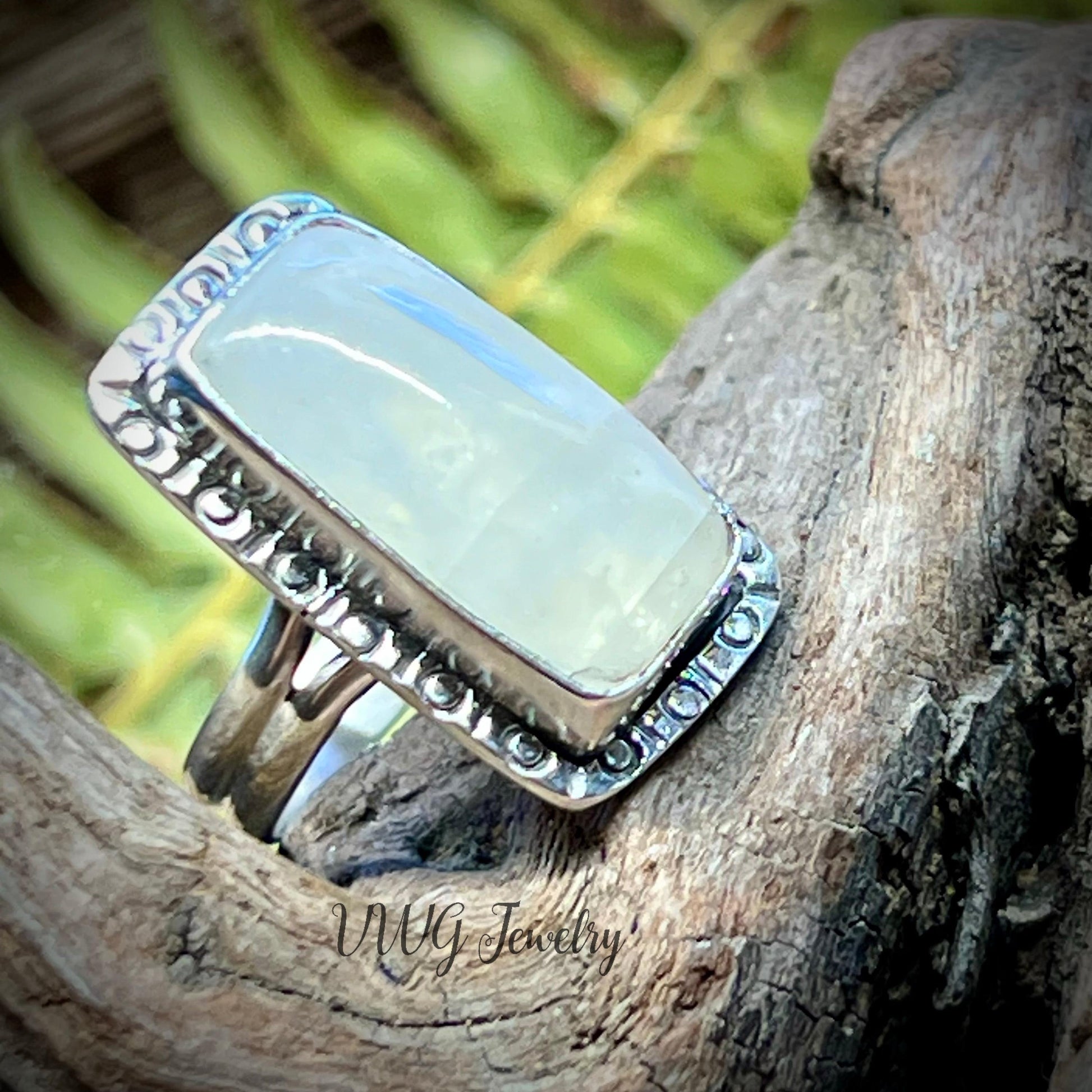 Rainbow Moonstone Sterling Silver Ring Handmade 925