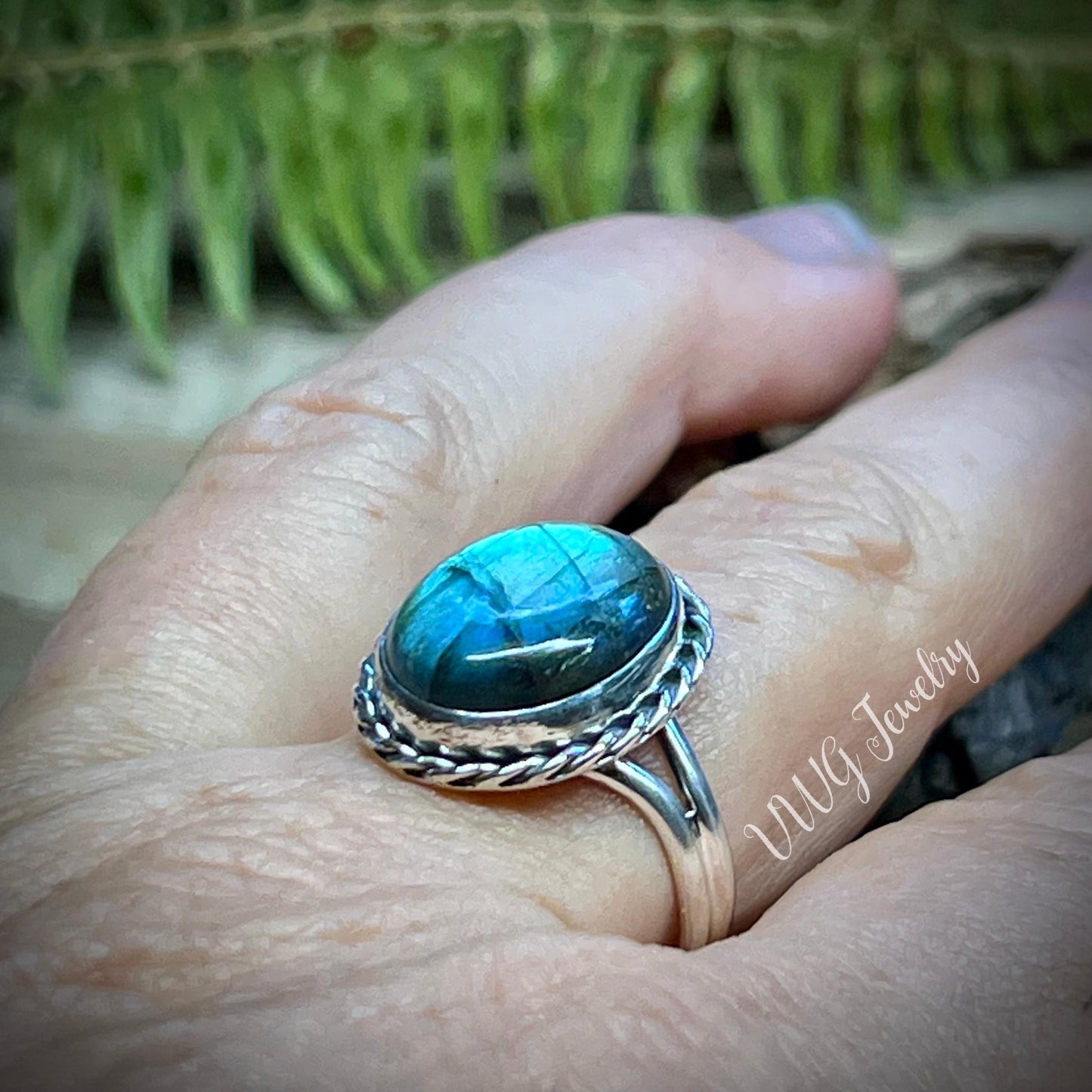 Labradorite Sterling Silver Ring Handmade Blue Gemstone 925 Rings