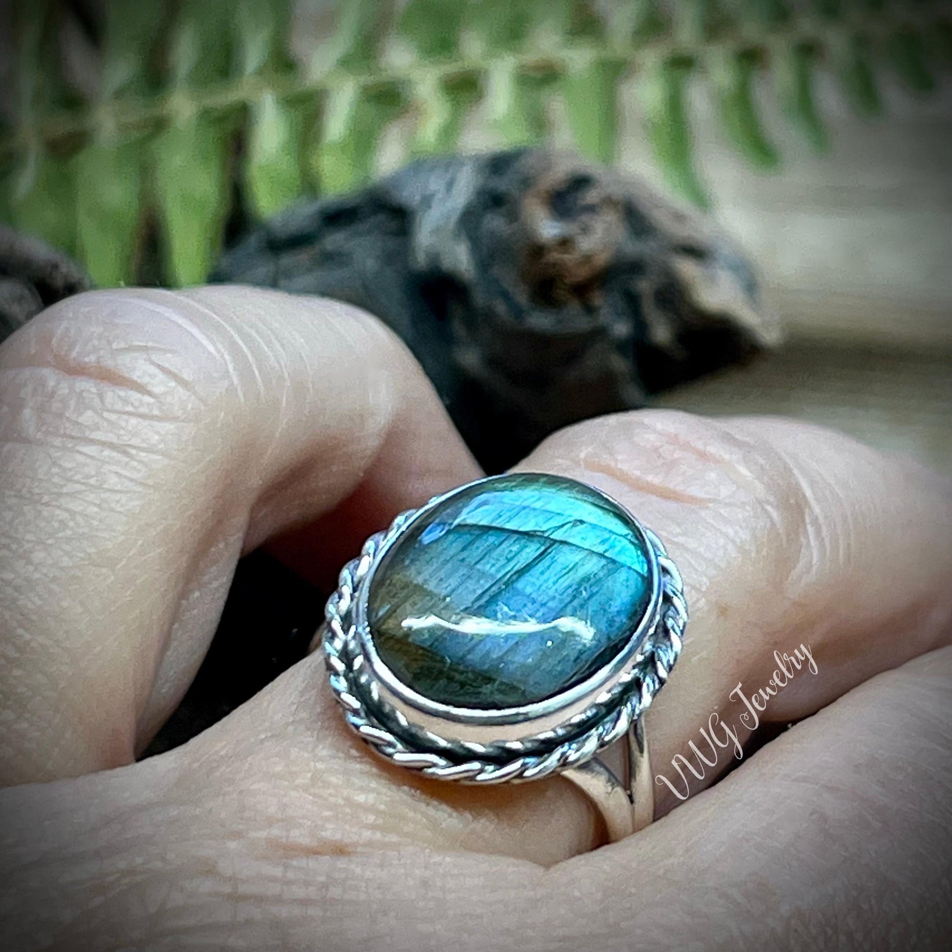 Labradorite Sterling Silver Ring Handmade Blue Gemstone 925 Rings