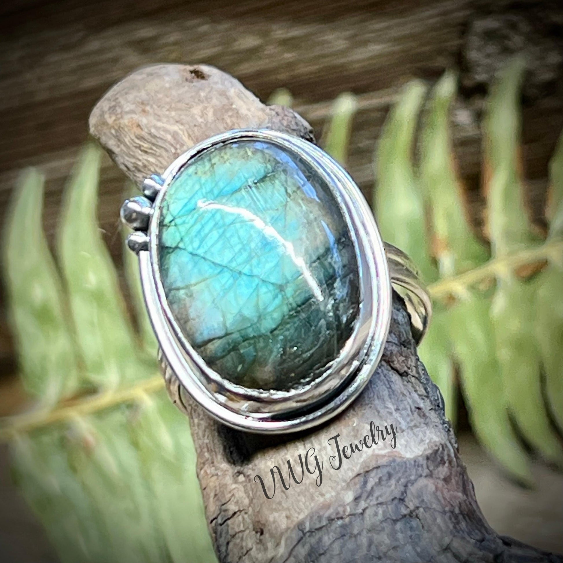 Labradorite Sterling Silver Ring Handmade Blue Gemstone 925 Rings