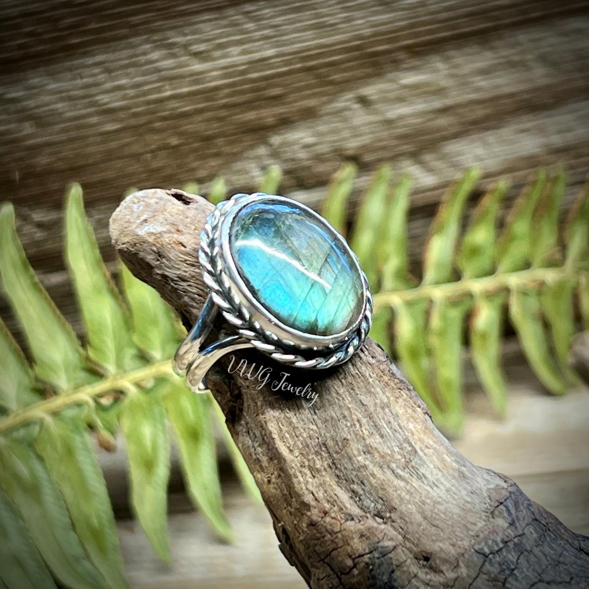 Labradorite Sterling Silver Ring Handmade Blue Gemstone 925 Rings