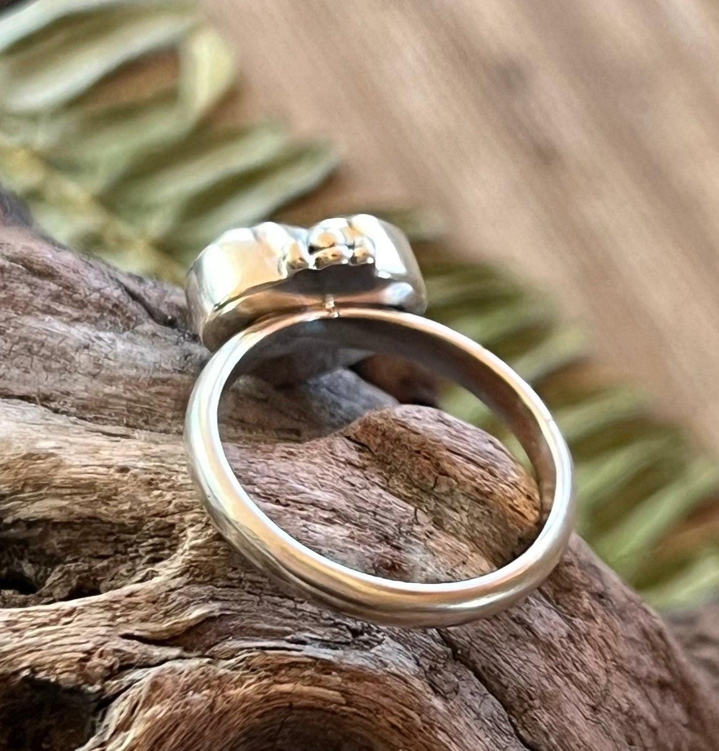Heart Gemstone Ring Sterling Silver 925 Handmade Amber Jade or Rhodochrosite Romantic Jewelry