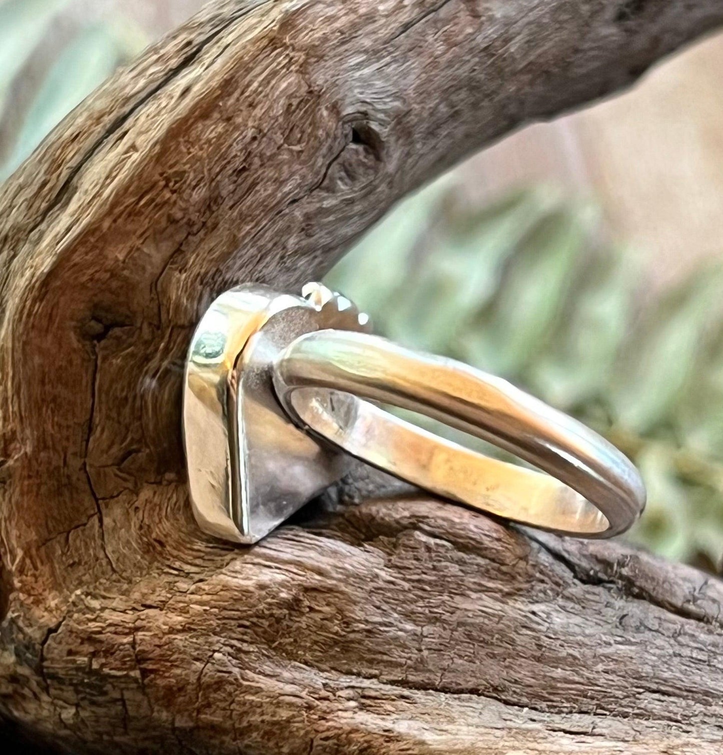 Heart Gemstone Ring Sterling Silver 925 Handmade Amber Jade or Rhodochrosite Romantic Jewelry
