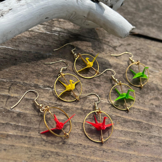 Origami Crane Earrings | Handmade Japanese Paper Crane Earrings | Symbol of Peace & Hope