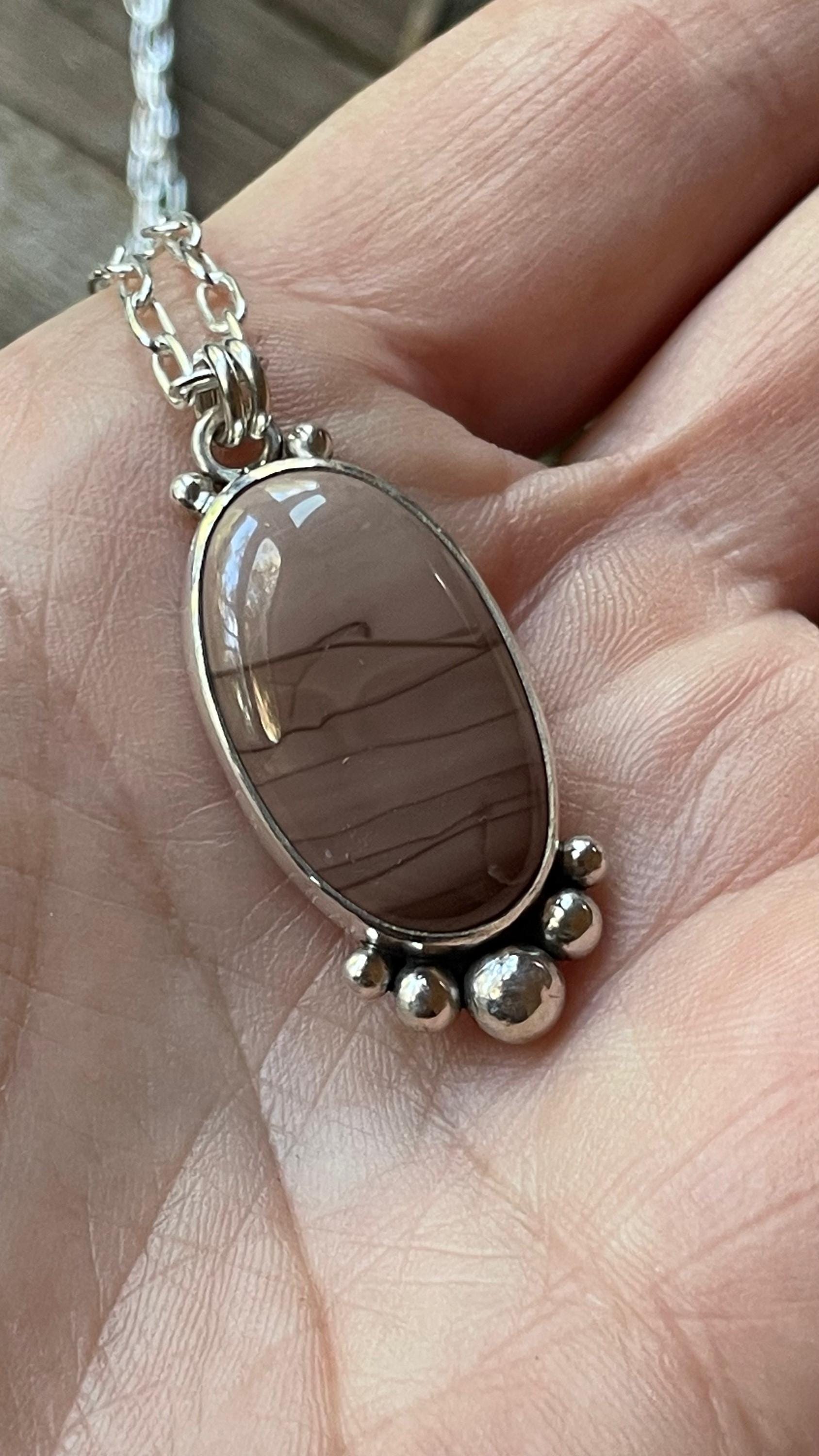 Picture Jasper Gemstone Pendant Necklace Handmade 925 Sterling Silver Pendant