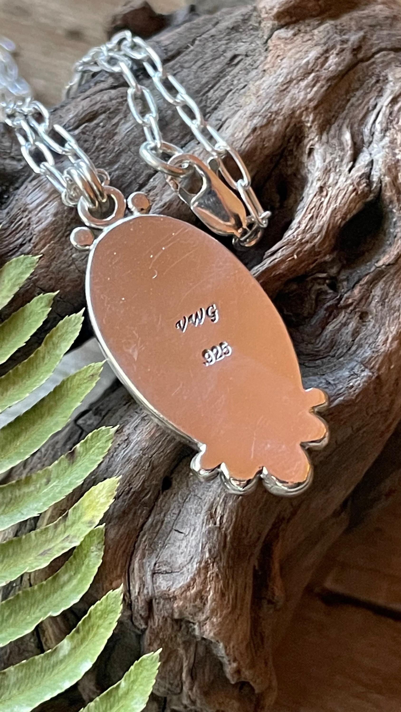 Picture Jasper Gemstone Pendant Necklace Handmade 925 Sterling Silver Pendant