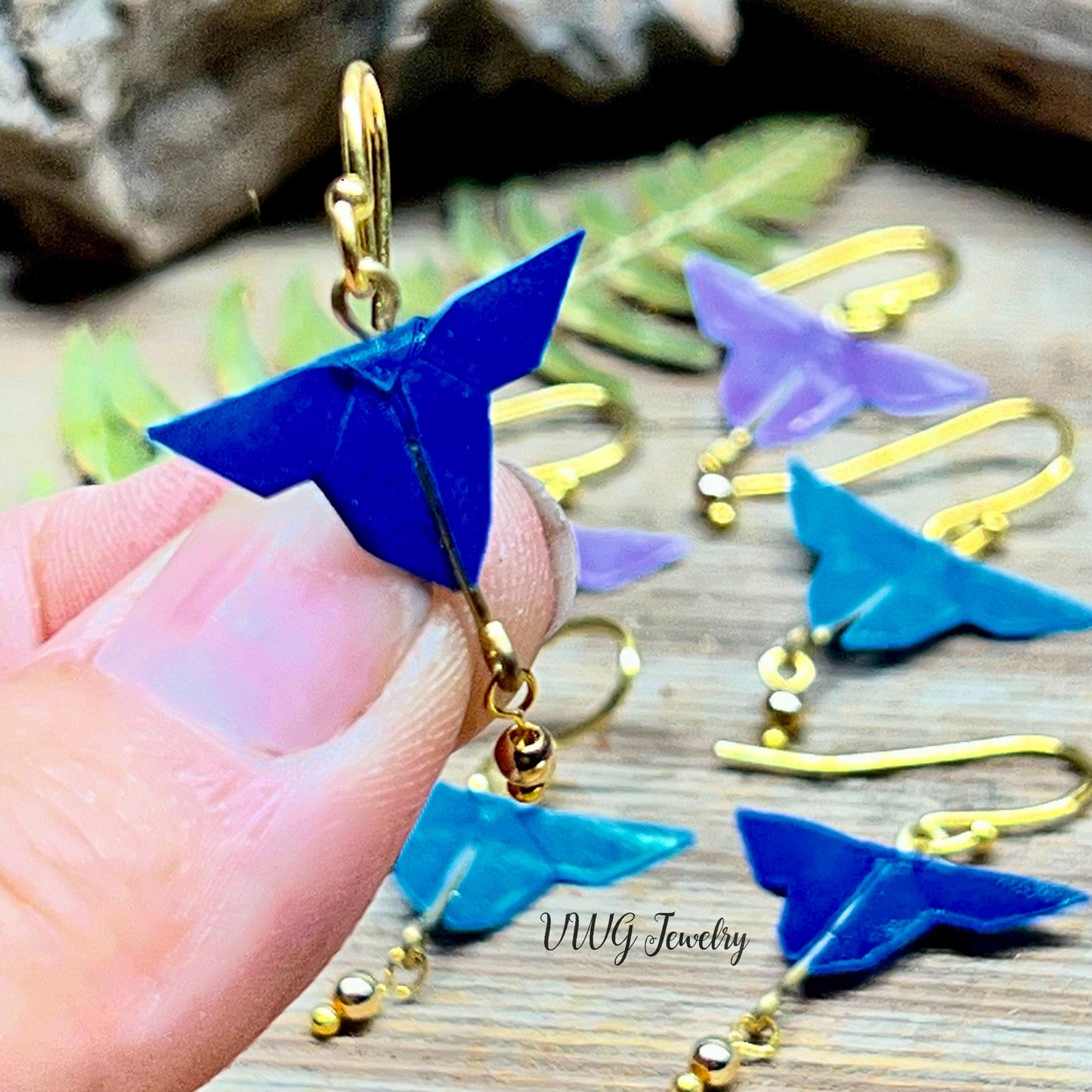 Origami Butterfly Earrings | Handmade Japanese Paper Butterfly Earrings | Lightweight Nature Jewelry