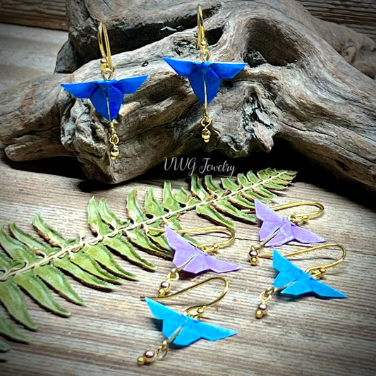 Origami Butterfly Earrings | Handmade Japanese Paper Butterfly Earrings | Lightweight Nature Jewelry