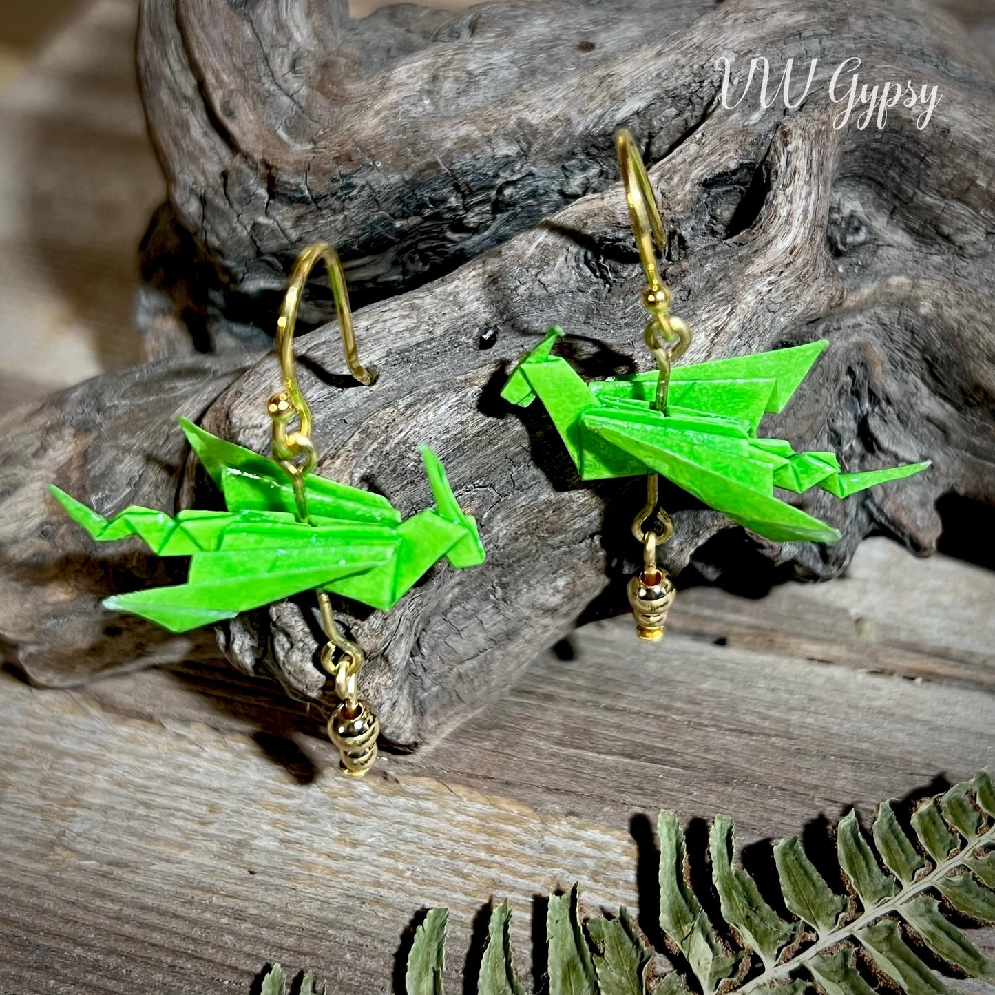 Origami Dragon 2 Earrings Handmade Paper Dragon Jewelry