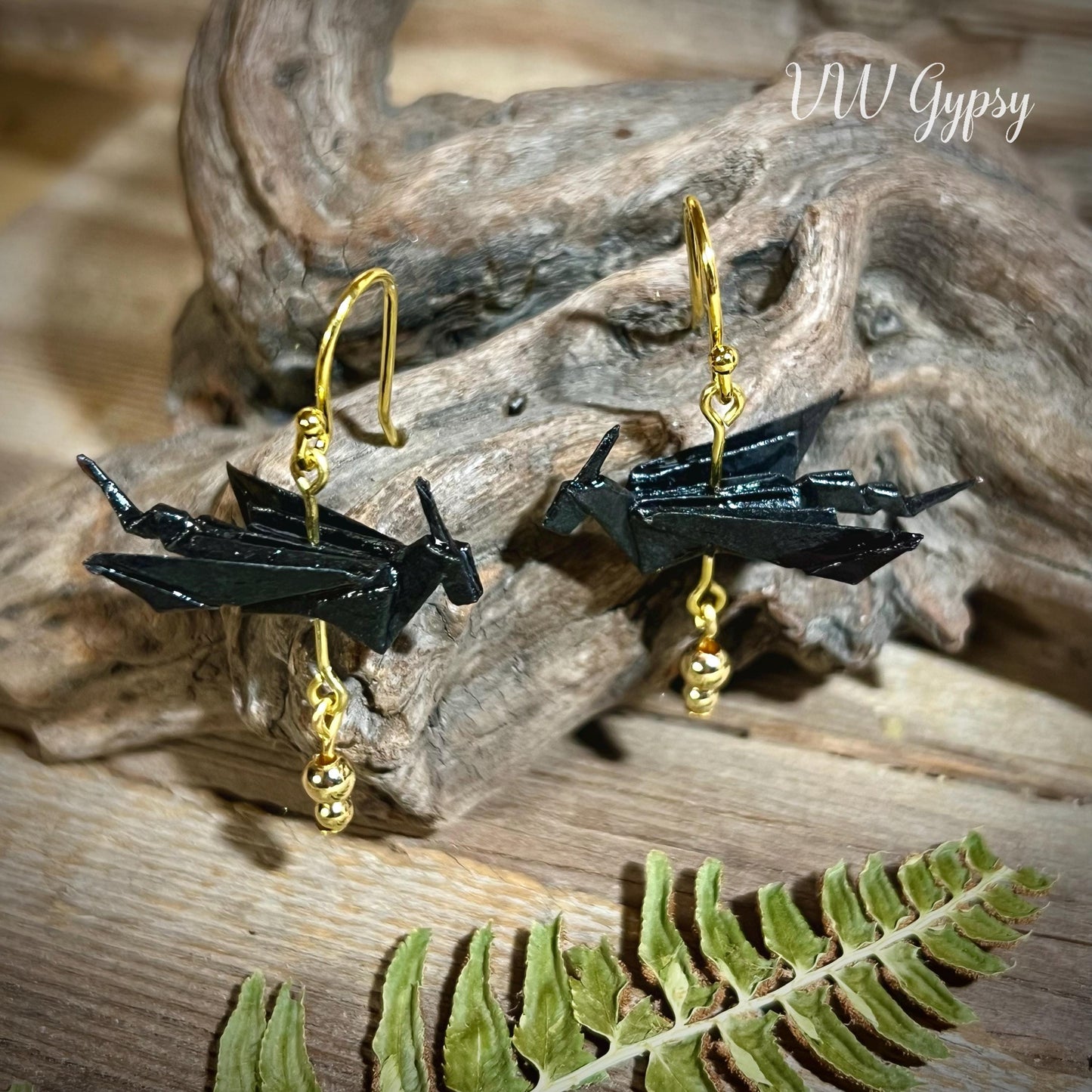 Origami Dragon 2 Earrings Handmade Paper Dragon Jewelry
