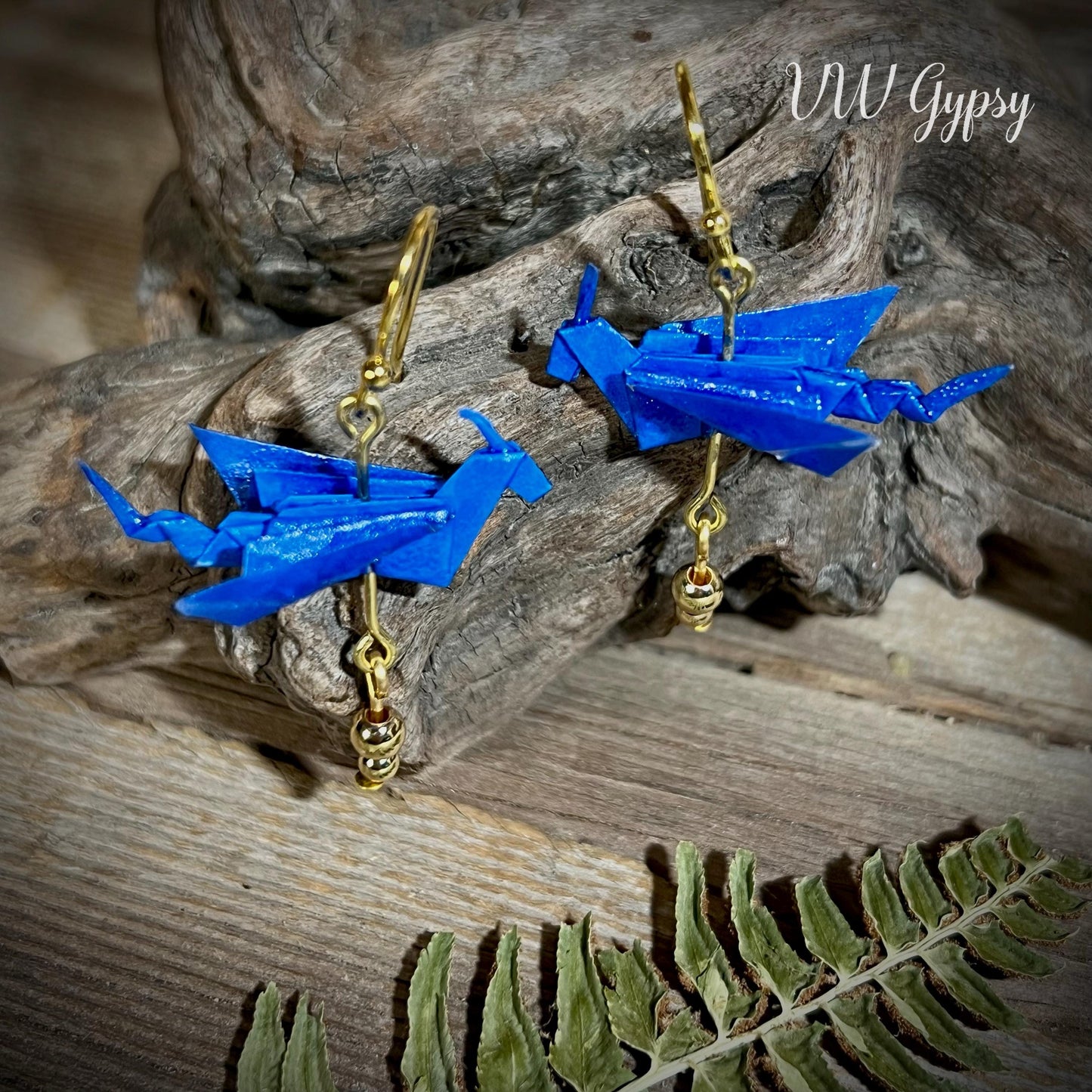 Origami Dragon 2 Earrings Handmade Paper Dragon Jewelry
