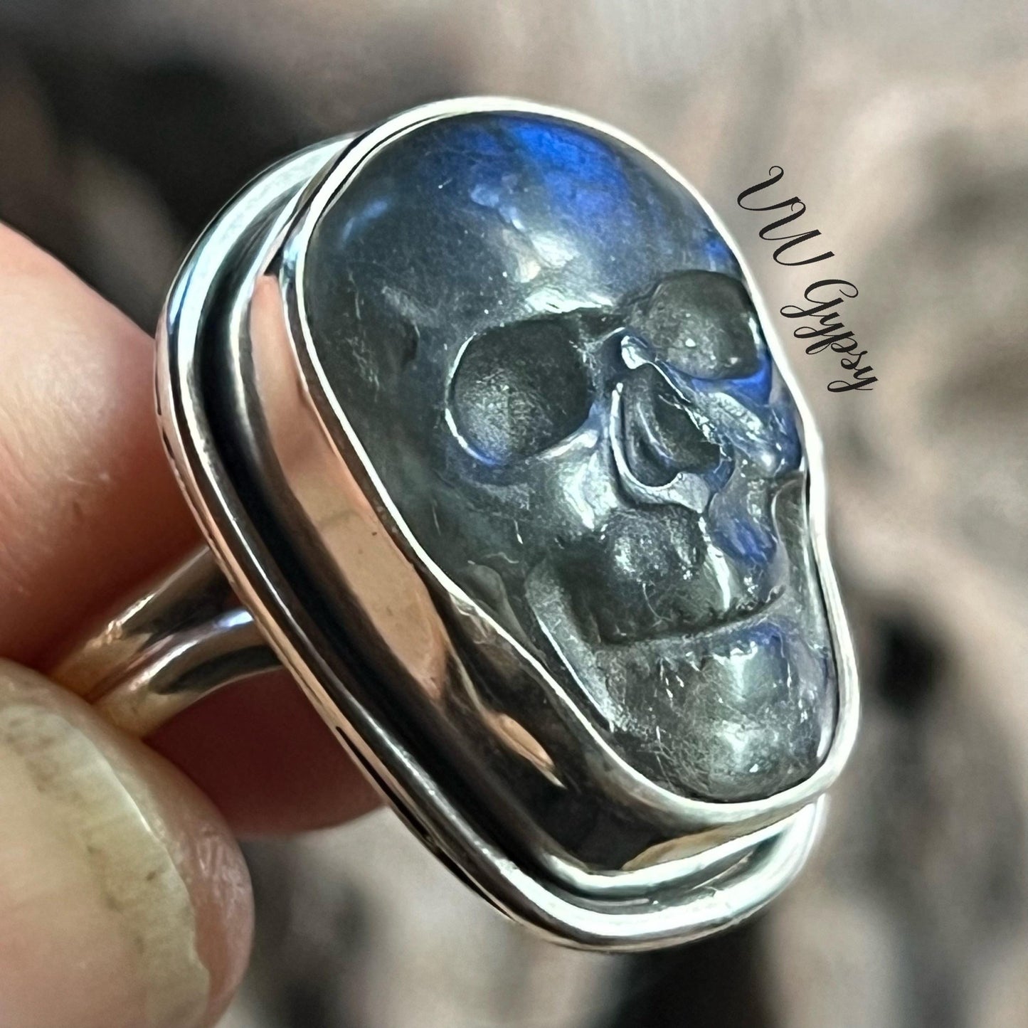Sugar Skull Gemstone Rings Sterling Silver .925