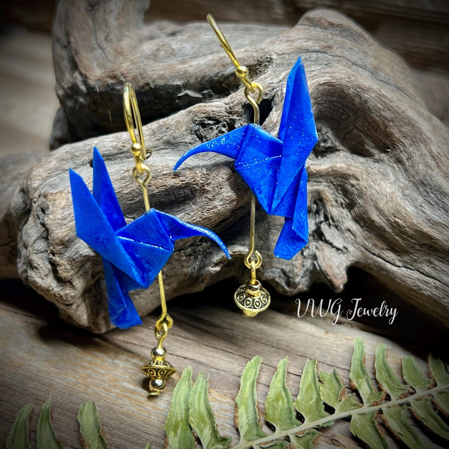 Origami Hummingbird Earrings Handmade Japanese Lightweight Nature Bird Jewelry