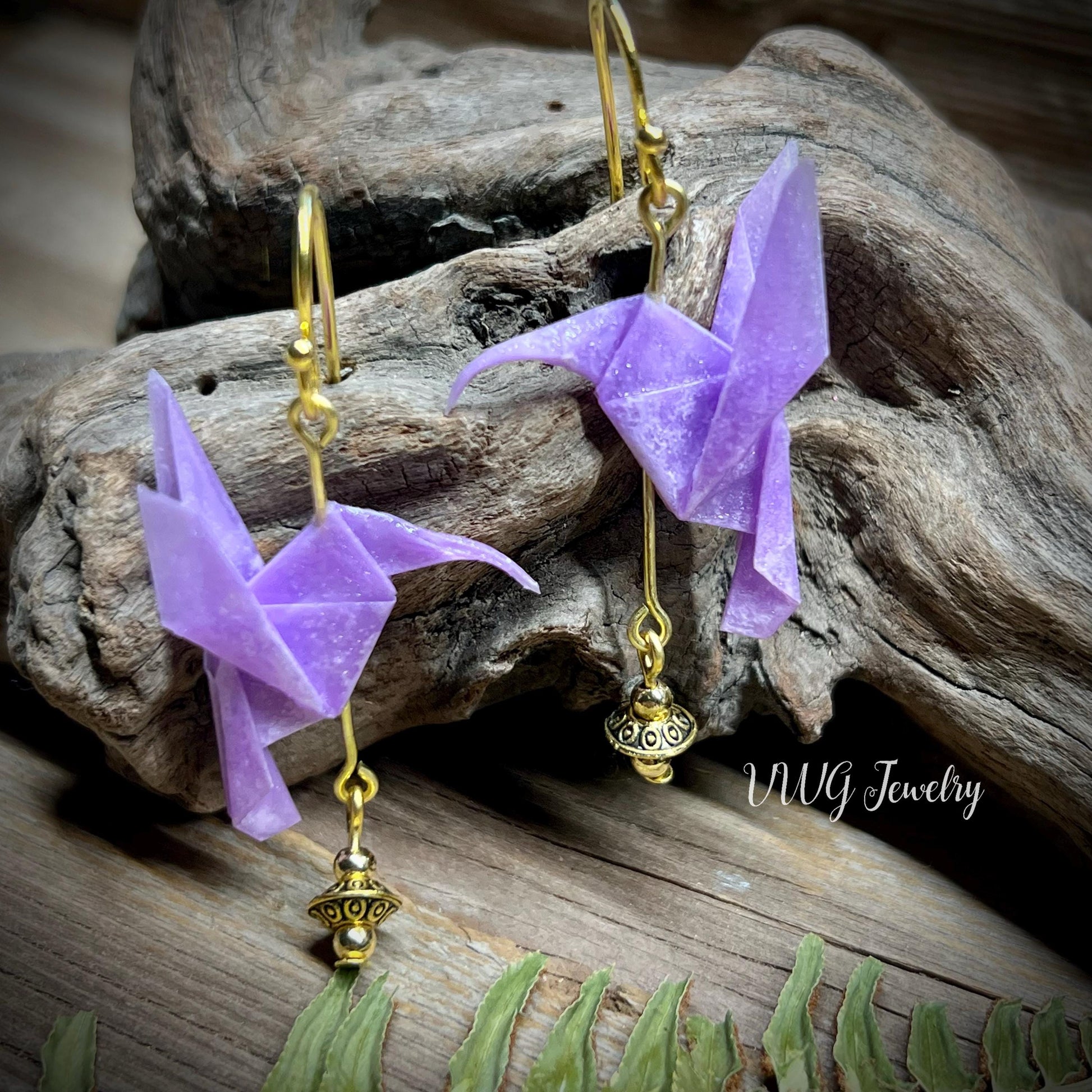 Origami Hummingbird Earrings Handmade Japanese Lightweight Nature Bird Jewelry