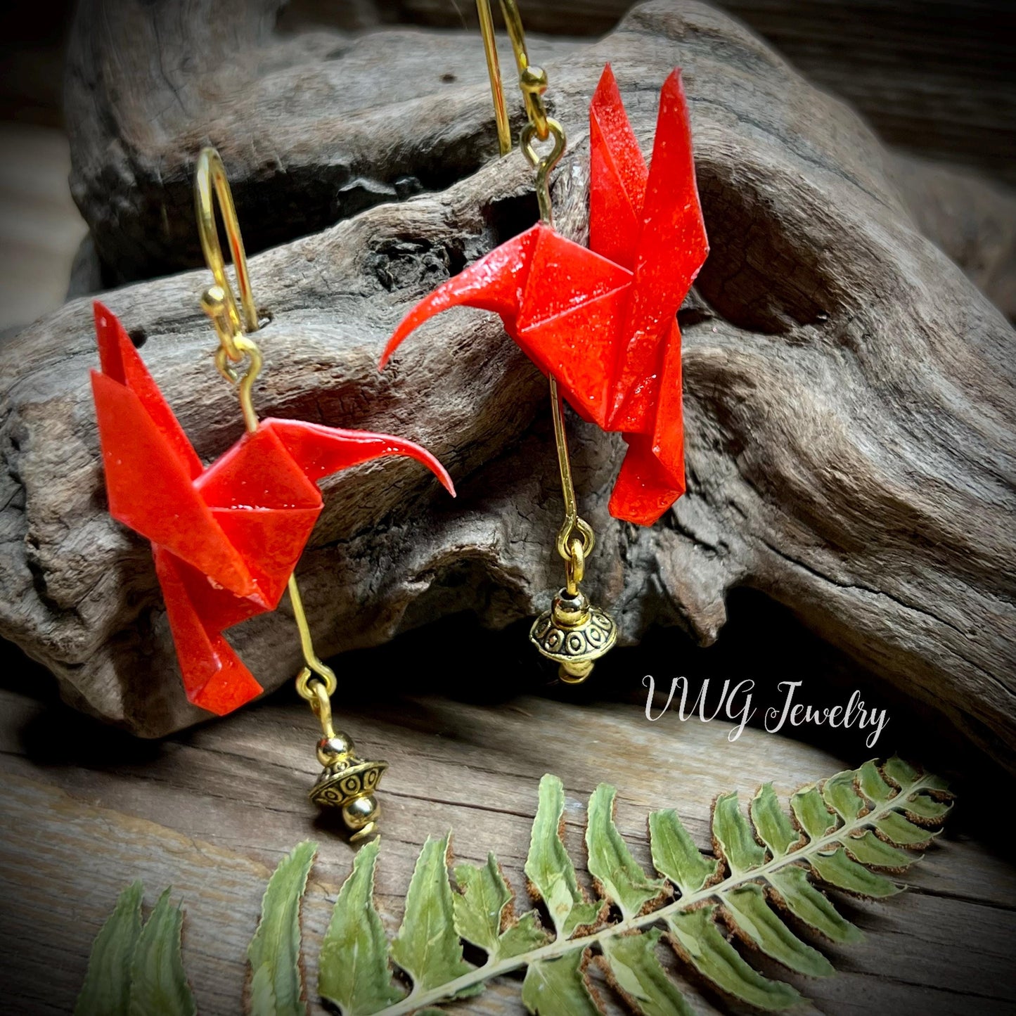 Origami Hummingbird Earrings Handmade Japanese Lightweight Nature Bird Jewelry
