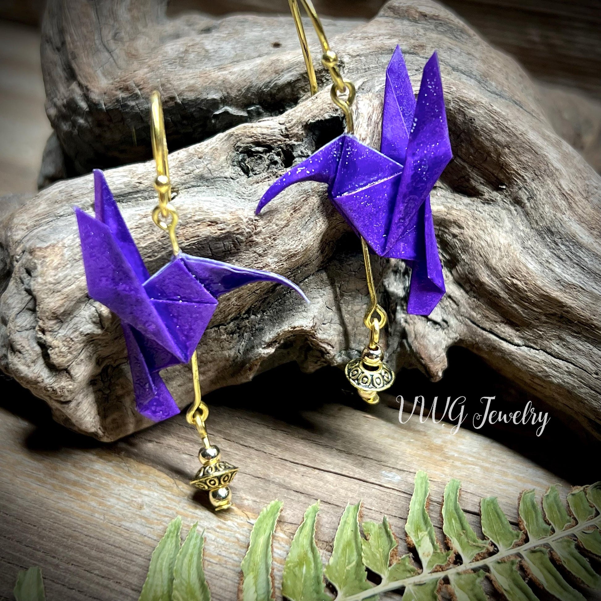 Origami Hummingbird Earrings Handmade Japanese Lightweight Nature Bird Jewelry