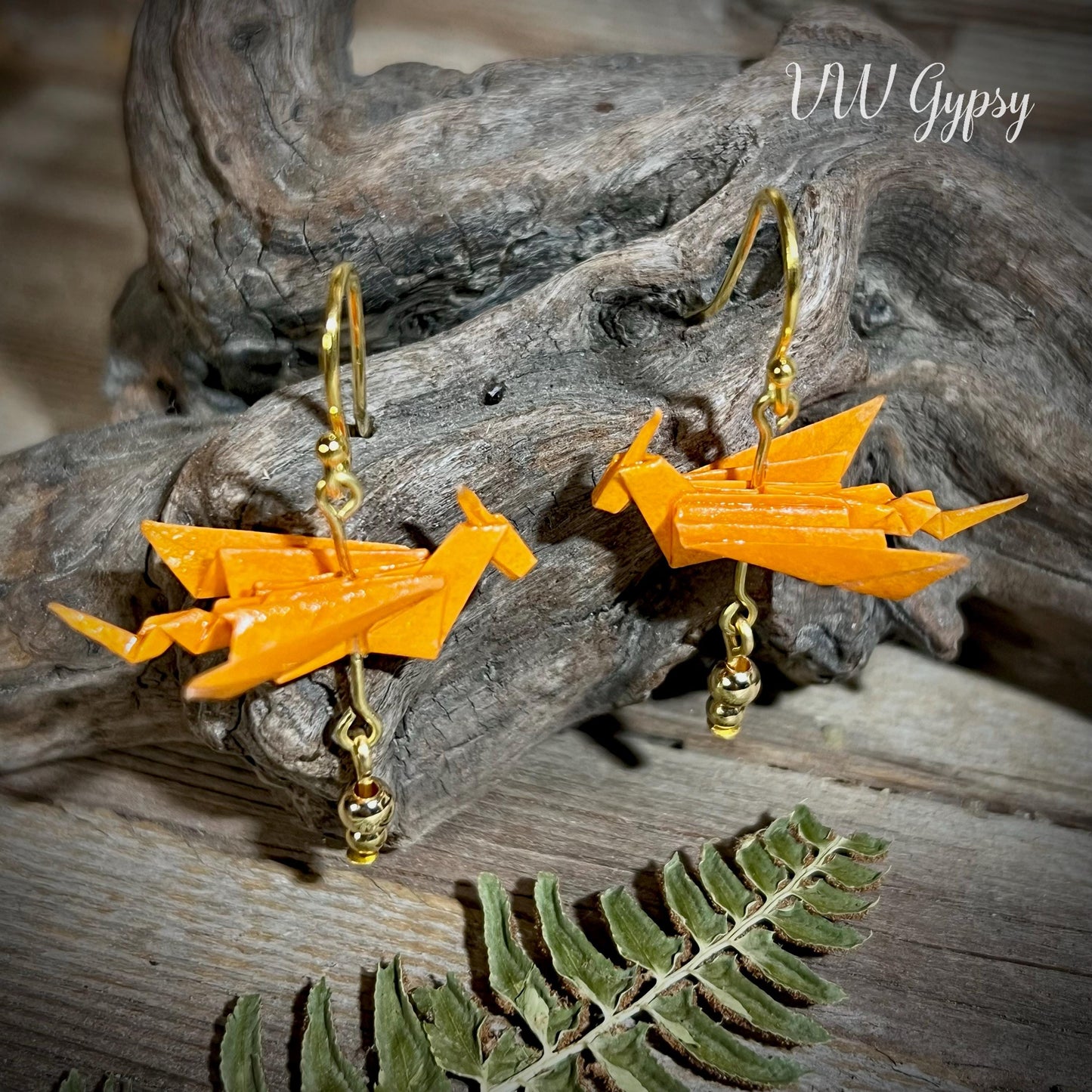 Origami Dragon 2 Earrings Handmade Paper Dragon Jewelry