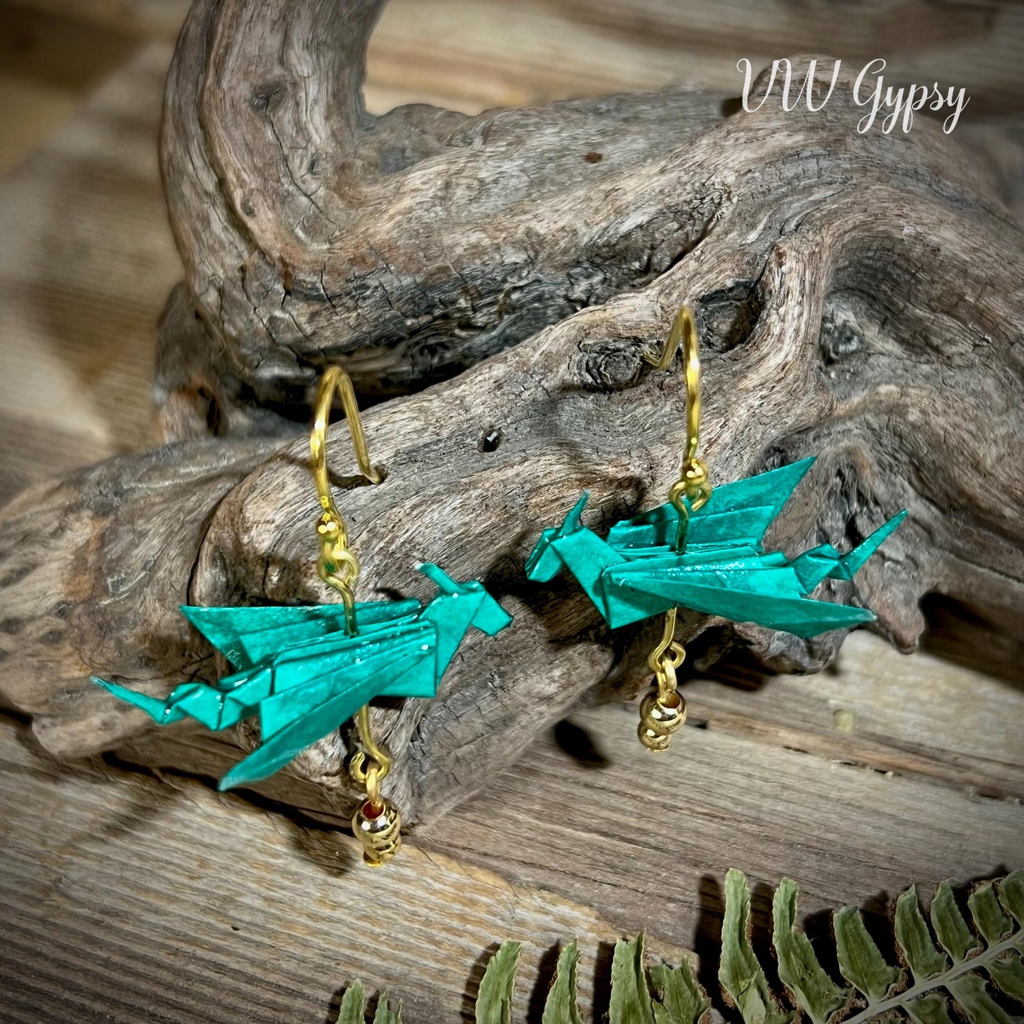 Origami Dragon 2 Earrings Handmade Paper Dragon Jewelry