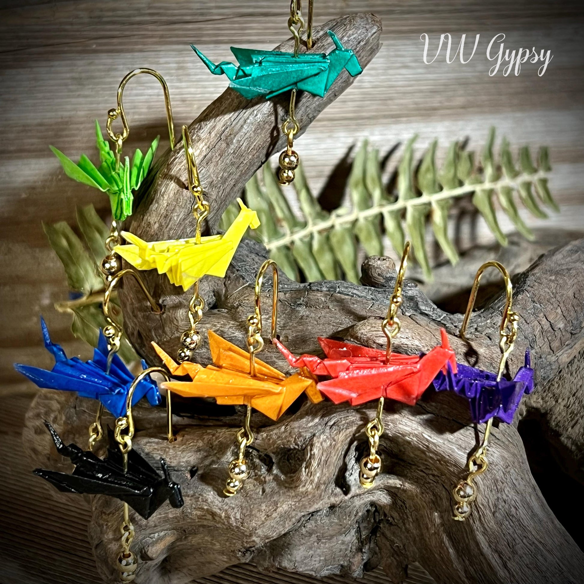 Origami Dragon 2 Earrings Handmade Paper Dragon Jewelry