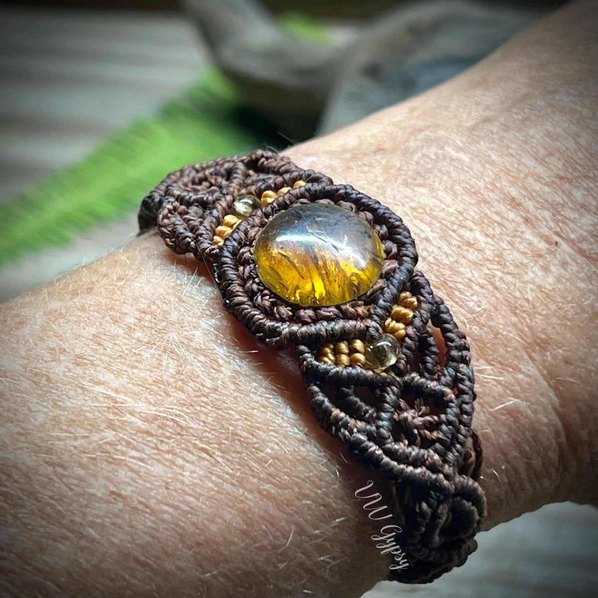 Guatemalan Jade Macrame Bracelet Handmade Jadeite Adjustable Boho