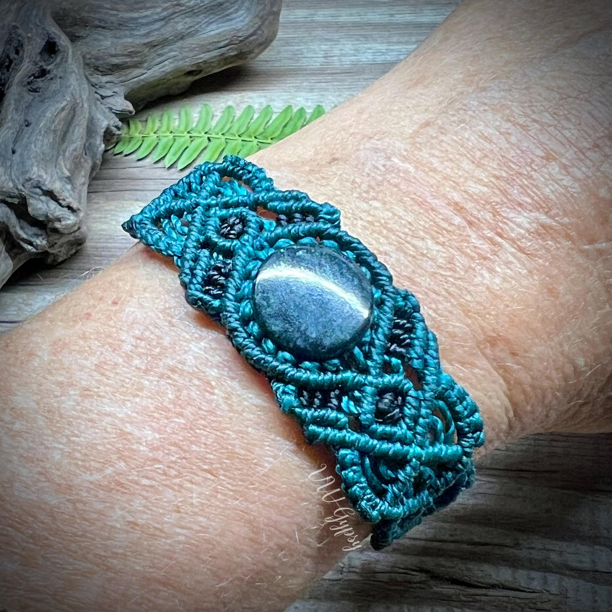 Guatemalan Jade Macrame Bracelet Handmade Jadeite Adjustable Boho