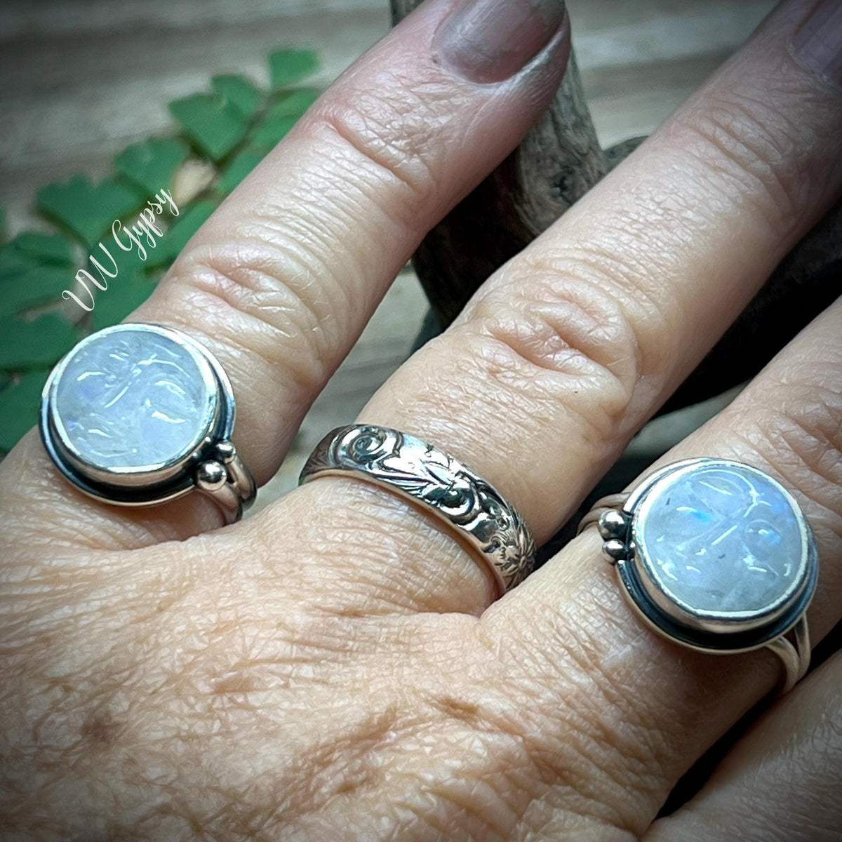 Moon Sterling Silver Rings Handmade 925 Natural Celestial Jewelry