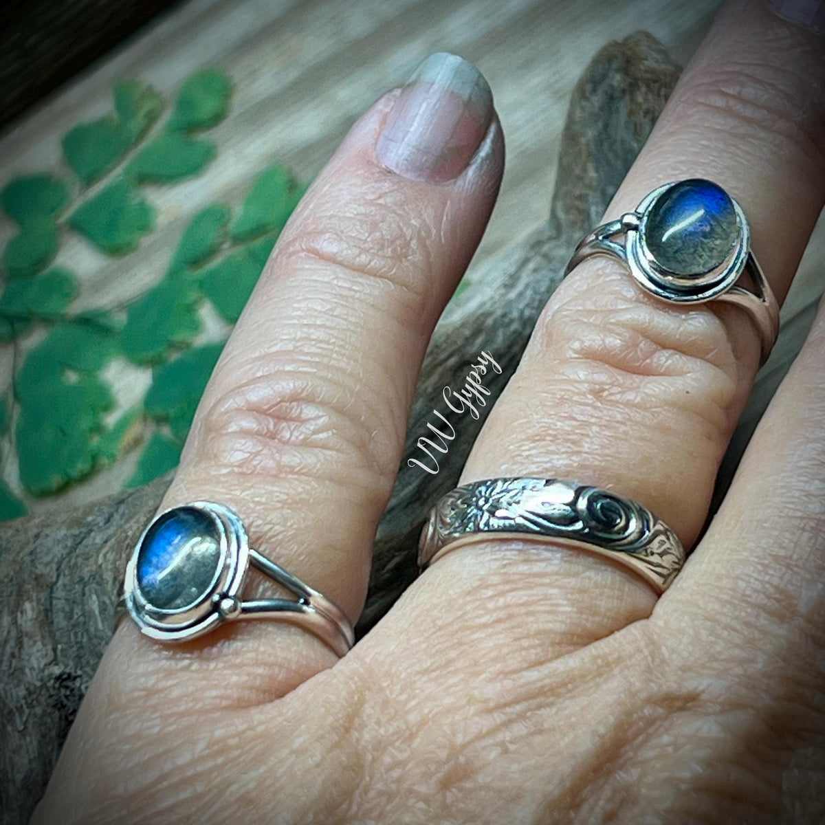 Labradorite Sterling Silver Rings Handmade Blue Gemstone 925