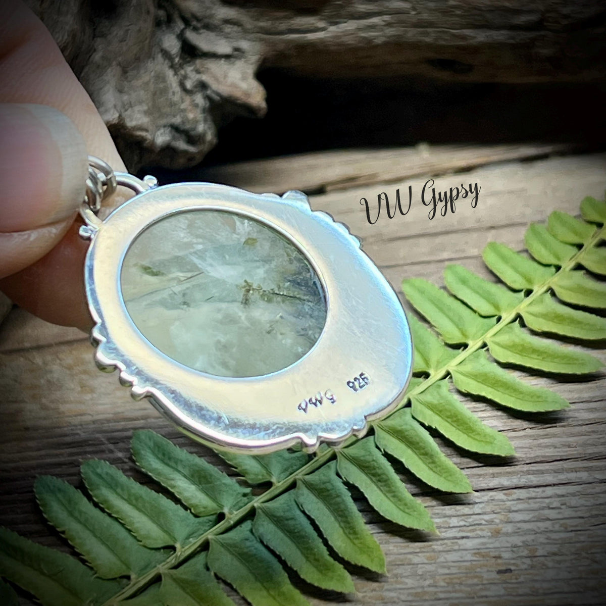 Moss Agate Floral Pendant – Handmade Sterling Silver Fern & Flower Necklace