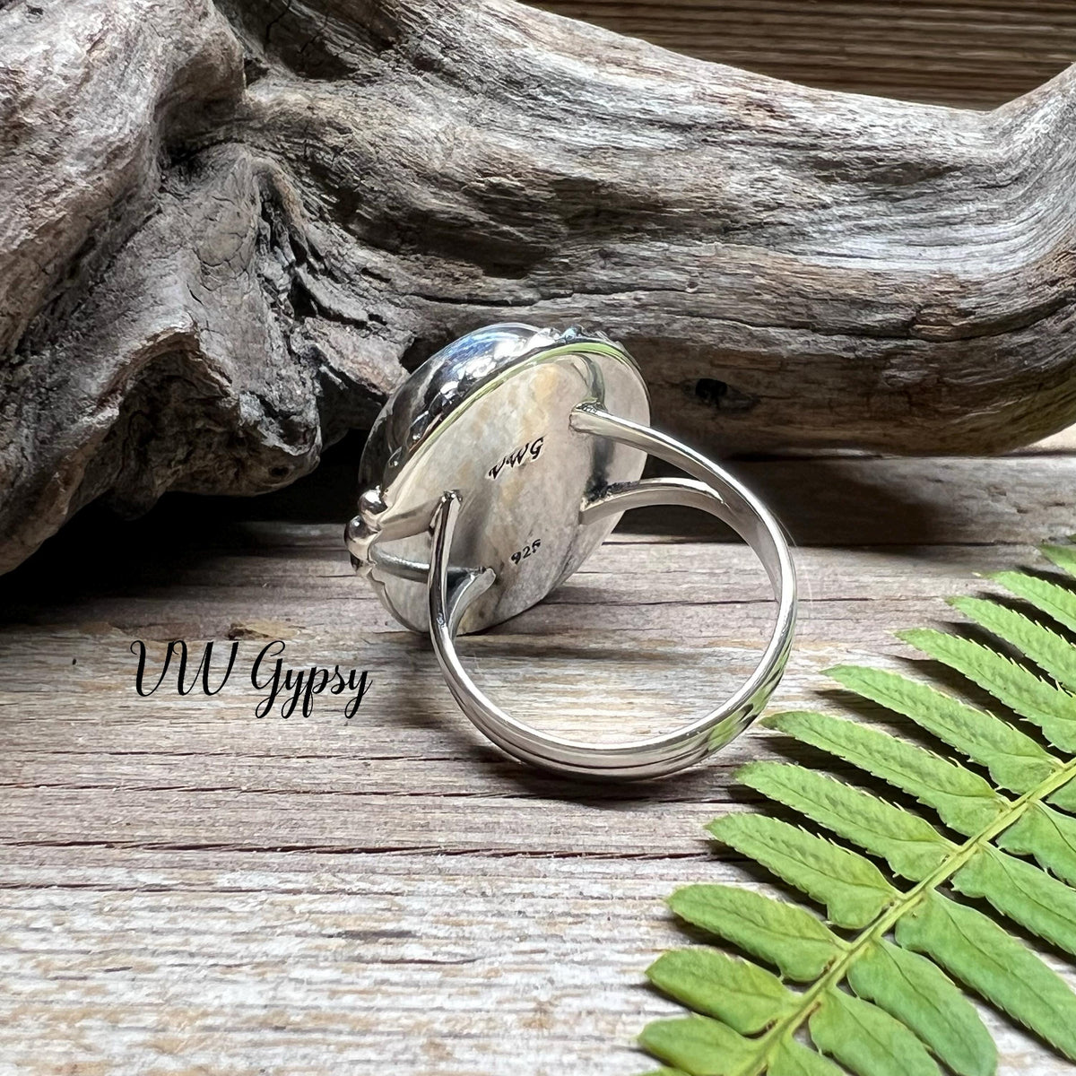 Pinolith Statement Ring Size 7.5 Natural Gemstone