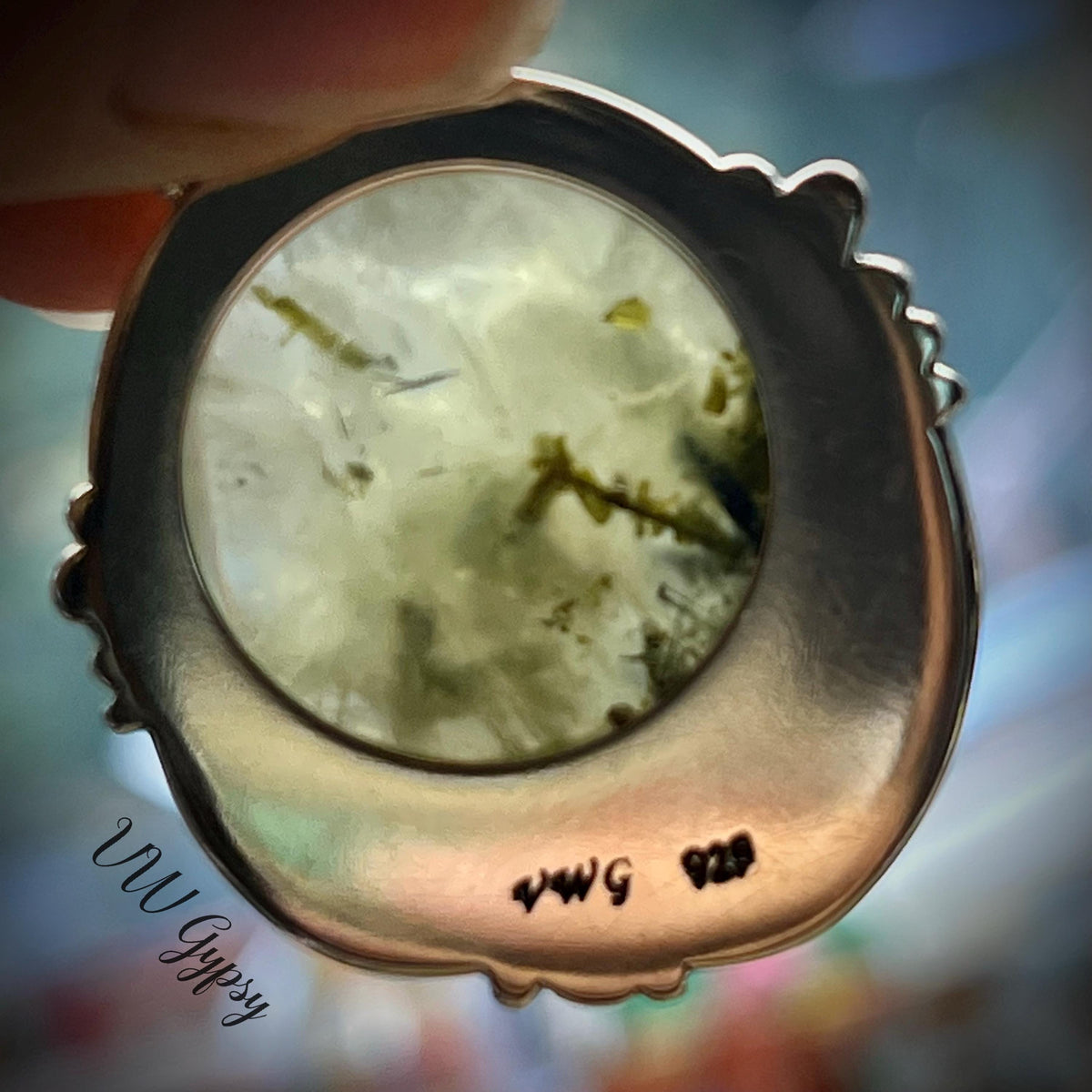 Moss Agate Floral Pendant – Handmade Sterling Silver Fern & Flower Necklace