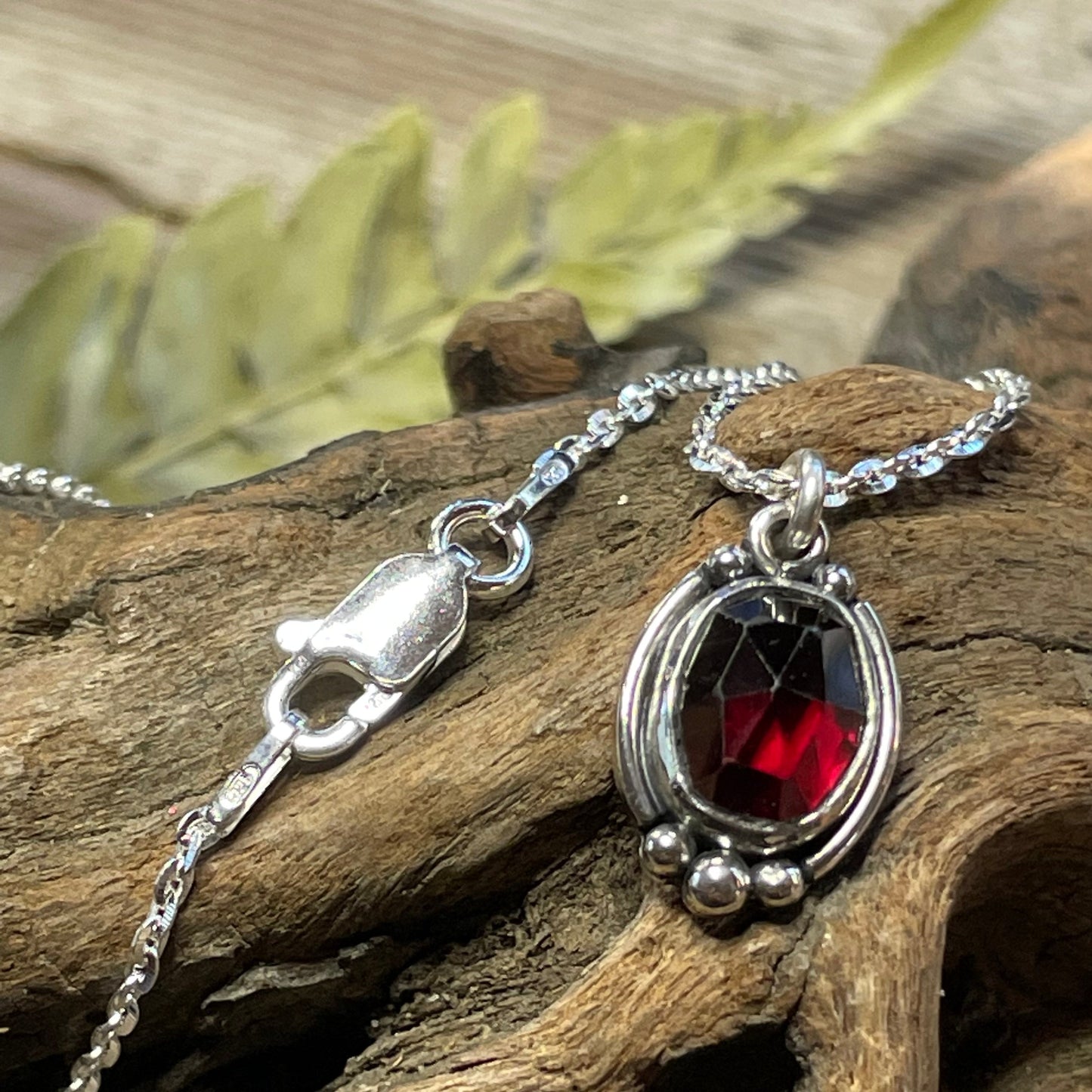 Garnet Sterling Silver Necklace