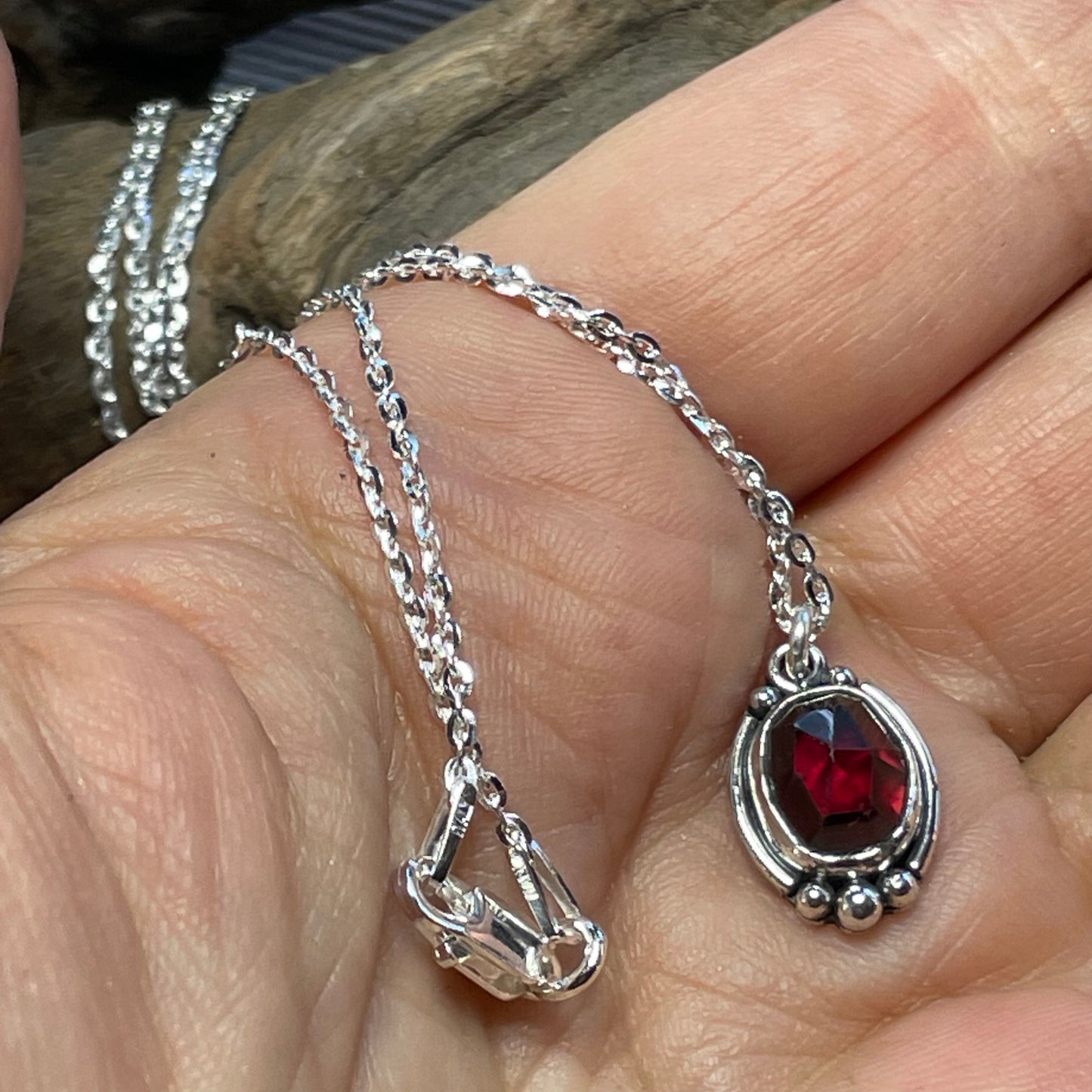 Garnet Sterling Silver Necklace