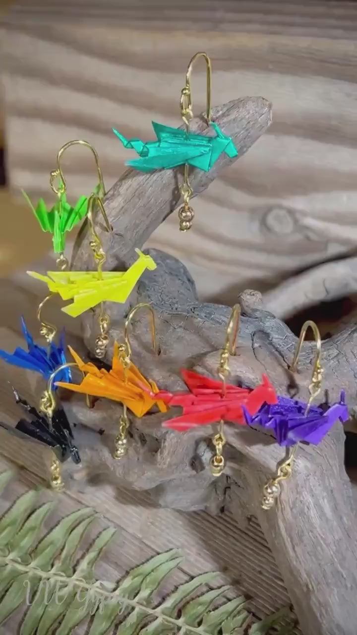 Origami Dragon 2  Earrings Handmade Paper Dragon Jewelry