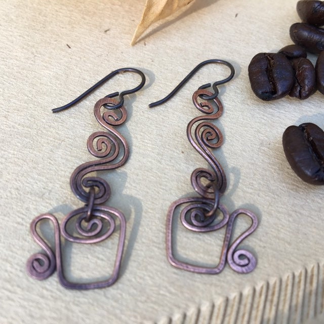 Coffee Swirl Dreams Earrings Boho Hypoallergenic Niobium Ear Wires