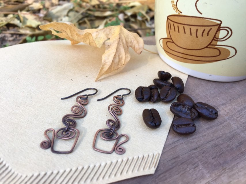 Coffee Swirl Dreams Earrings Boho Hypoallergenic Niobium Ear Wires