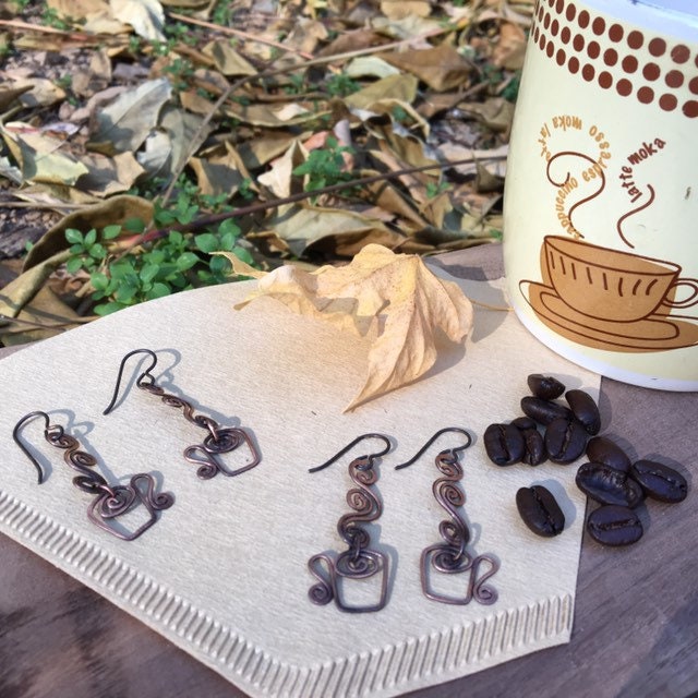 Coffee Swirl Dreams Earrings Boho Hypoallergenic Niobium Ear Wires