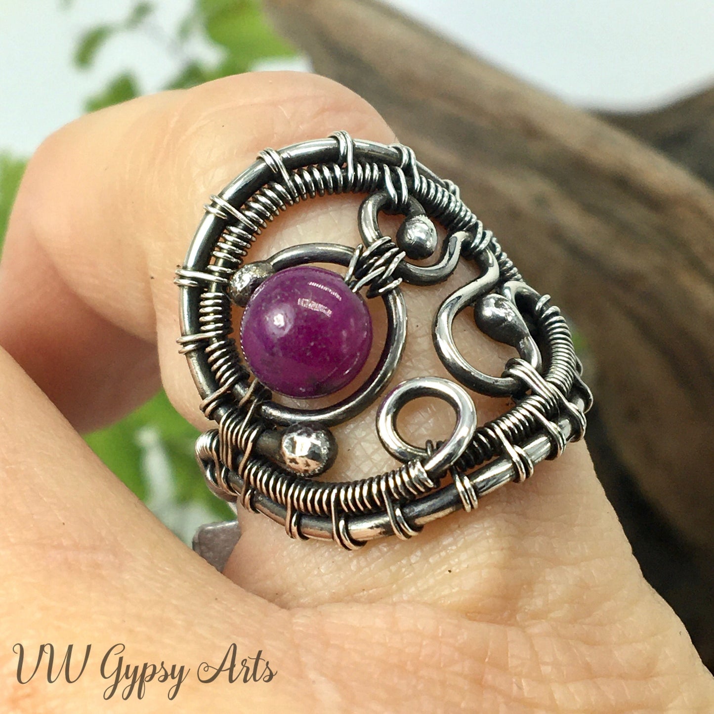 Sugilite Purple Filigree Sterling Silver Ring 925