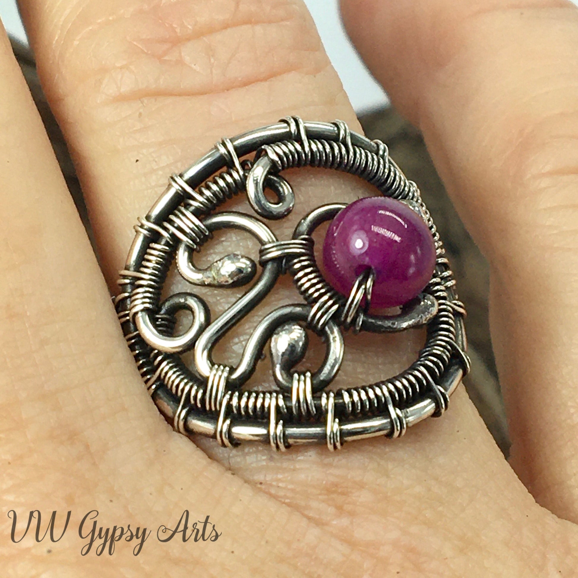 Sugilite Purple Filigree Sterling Silver Ring 925