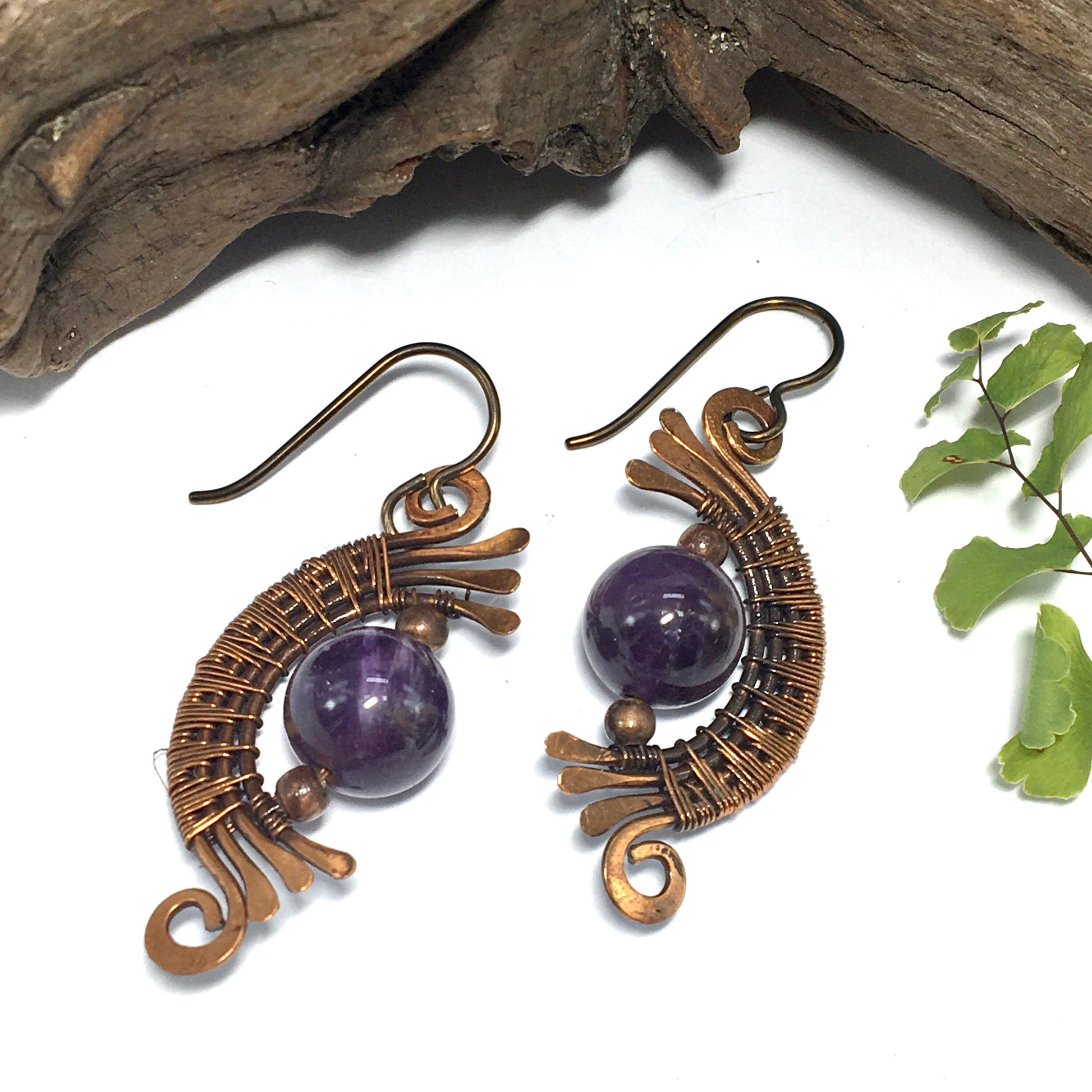 Copper Wire Wrap Earrings  Niobium Hypo Hooks