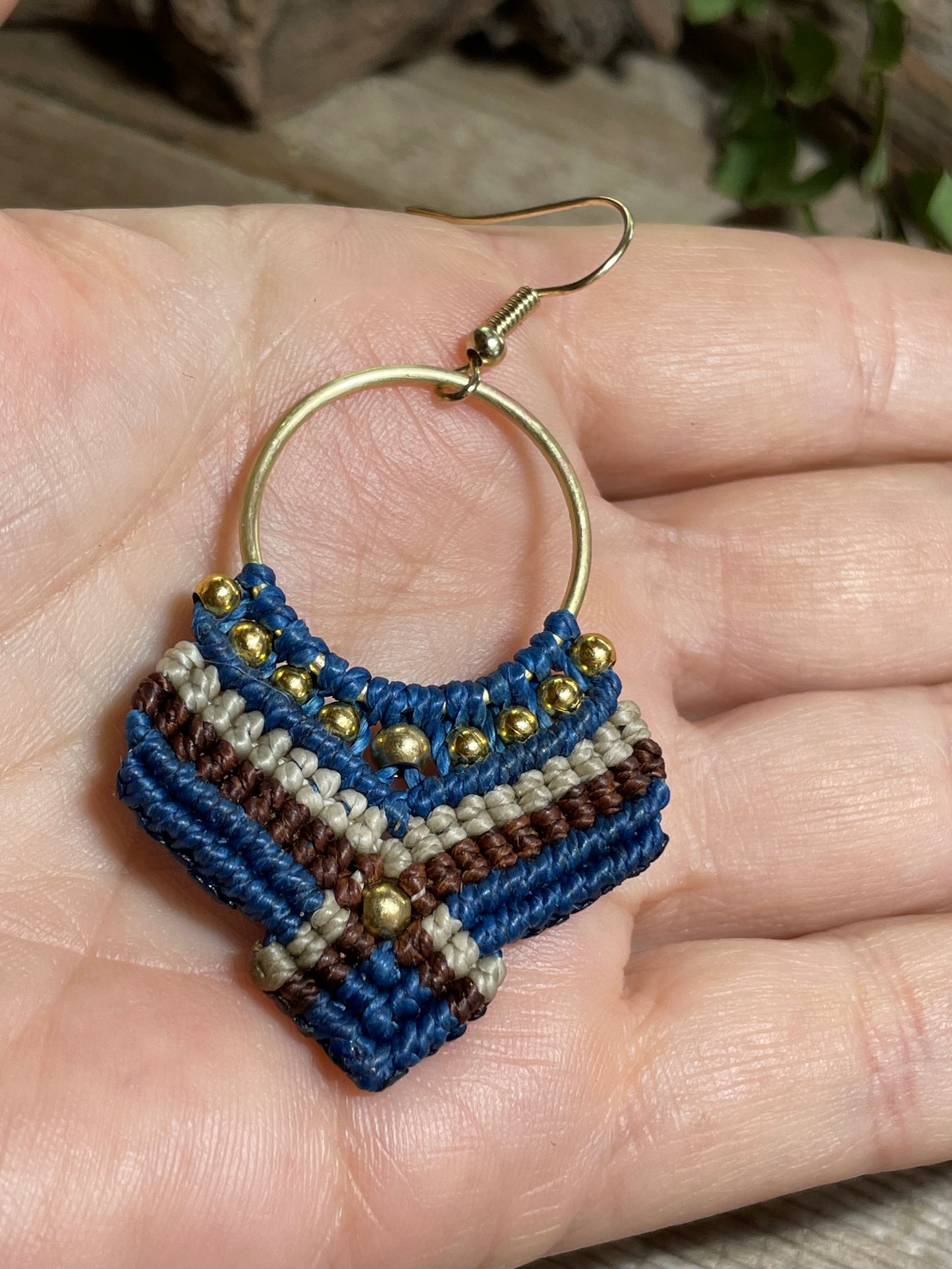 Brown & Blue Macramé Earrings Hypo